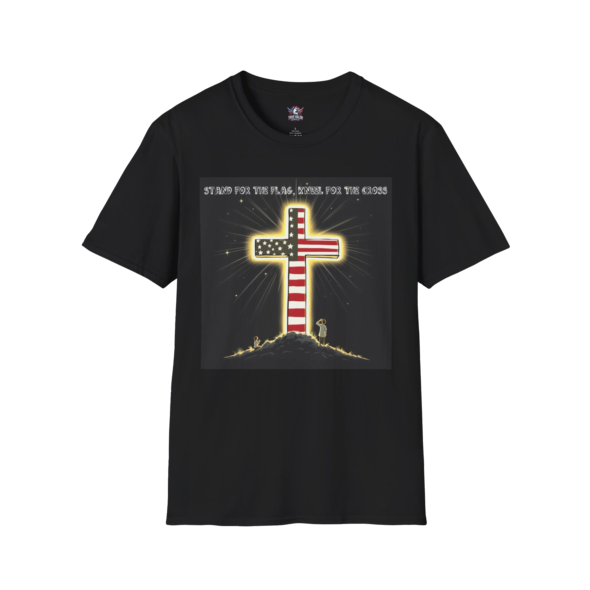 STAND FOR THE FLAG, KNEEL FOR THE CROSS : Men's Tee C3