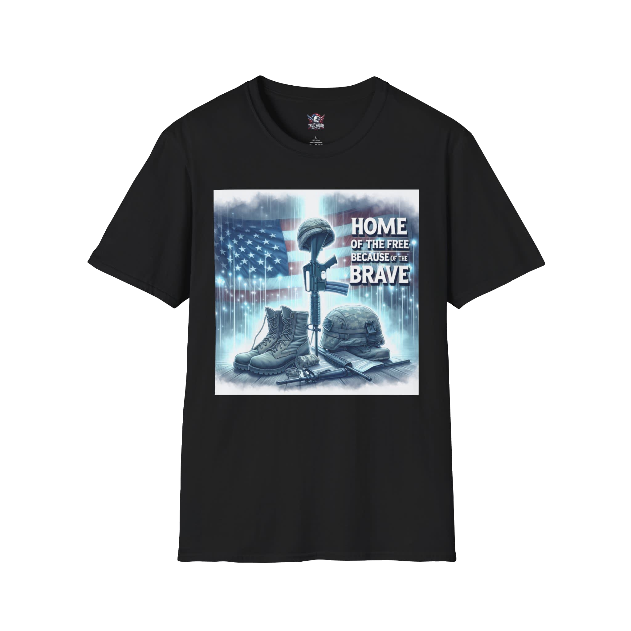 HOME OF THE FREE BECAUSE OF THE BRAVE : Men's Tee L12