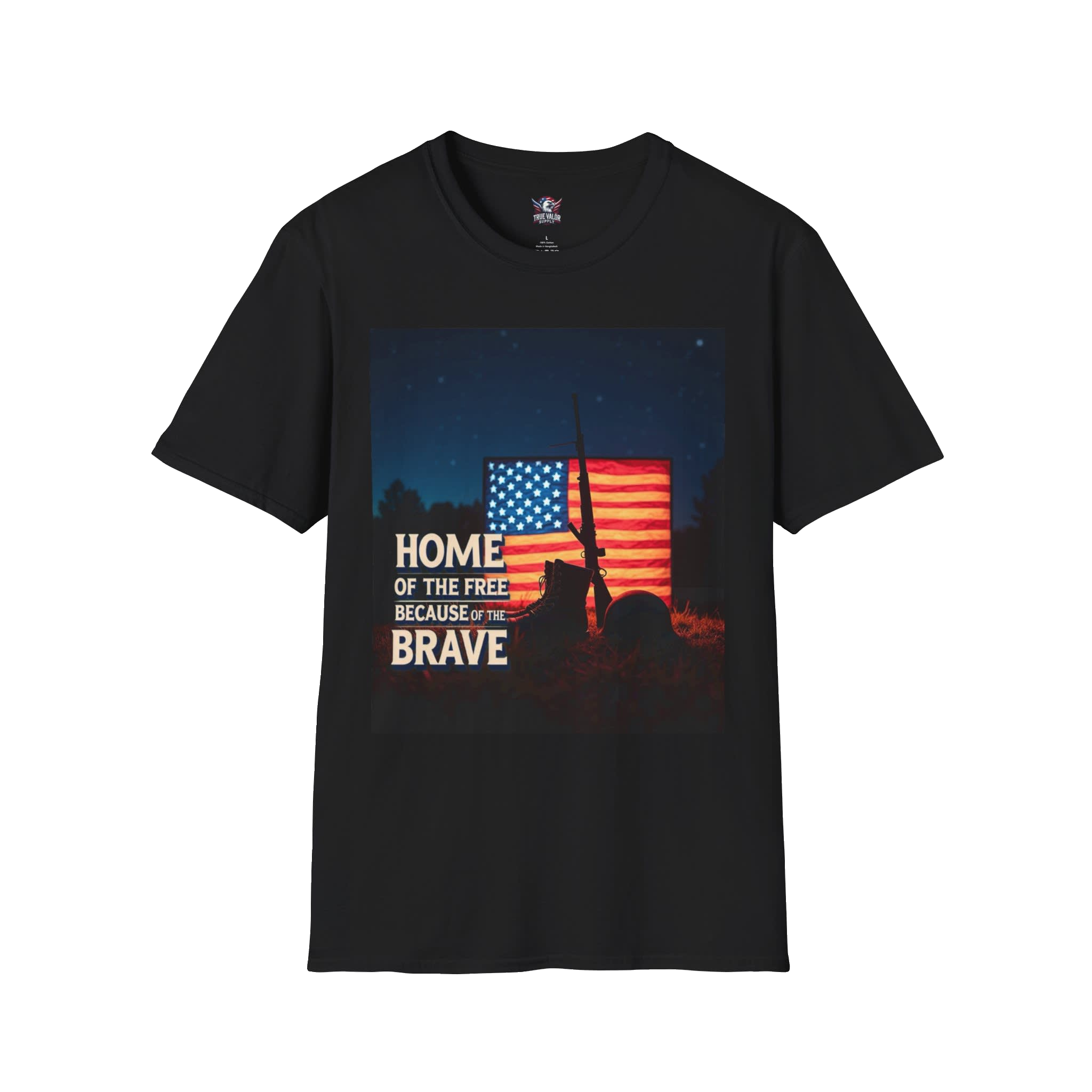 HOME OF THE FREE BECAUSE OF THE BRAVE : Men's Tee K11