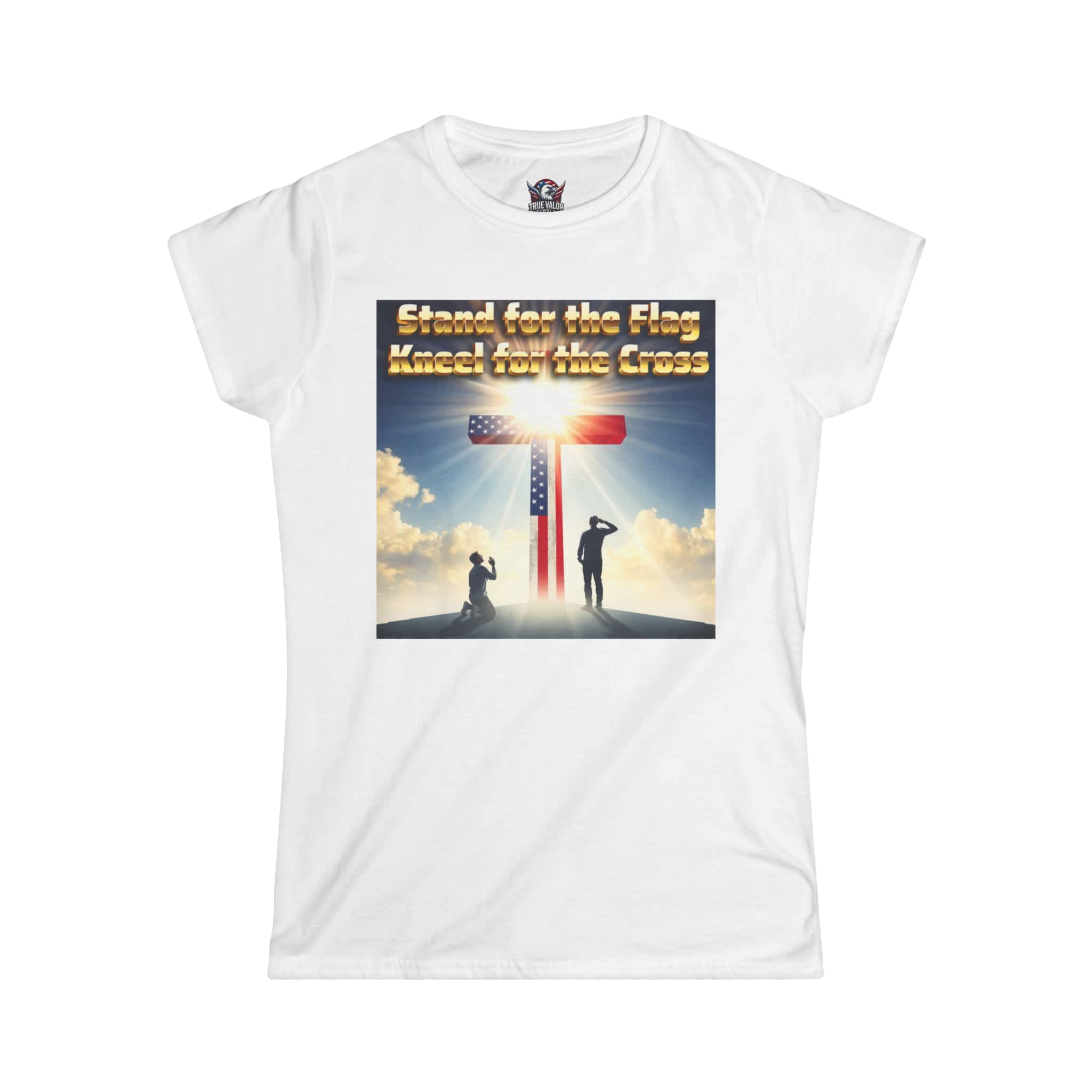 STAND FOR THE FLAG, KNEEL FOR THE CROSS : Women's Tee H8