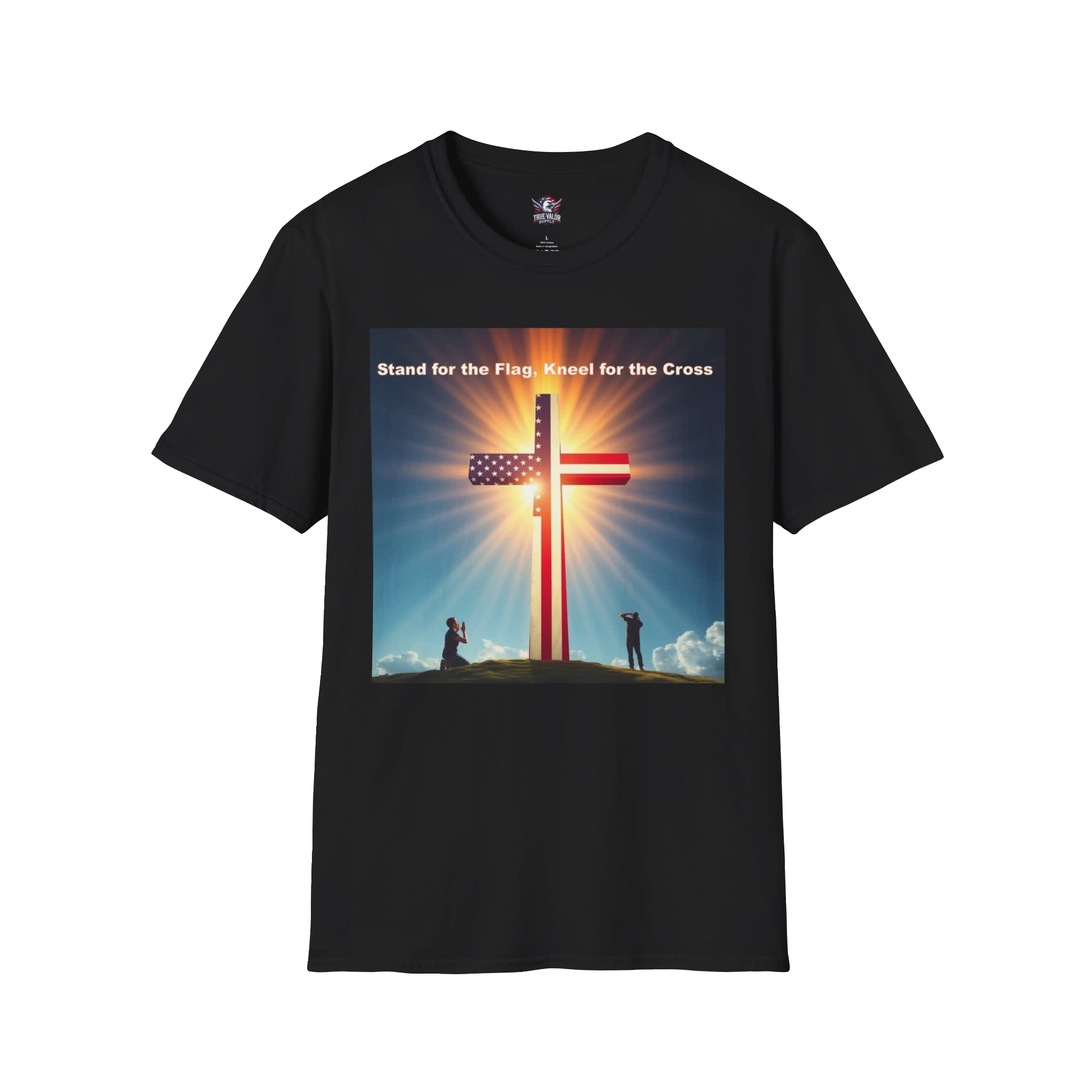 STAND FOR THE FLAG, KNEEL FOR THE CROSS : Men's Tee A1