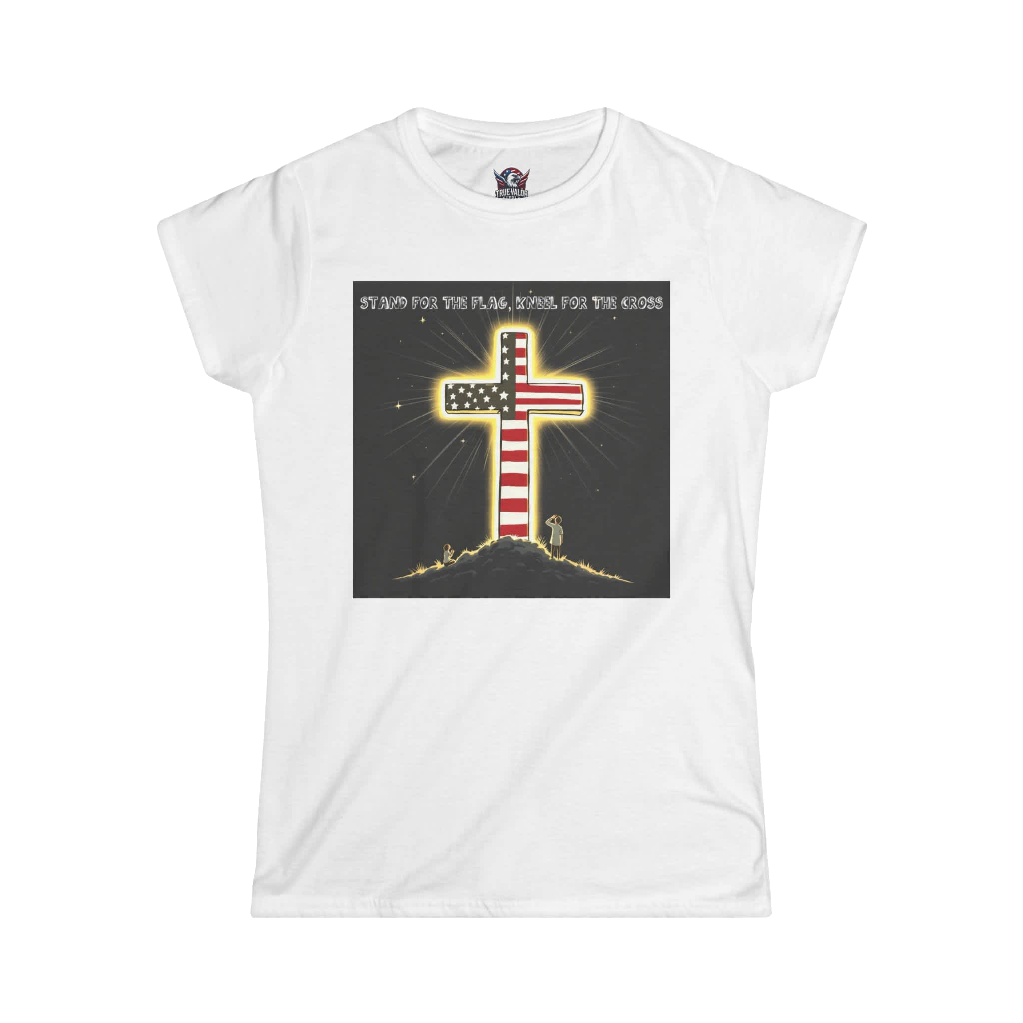 STAND FOR THE FLAG, KNEEL FOR THE CROSS : Women's Tee C3