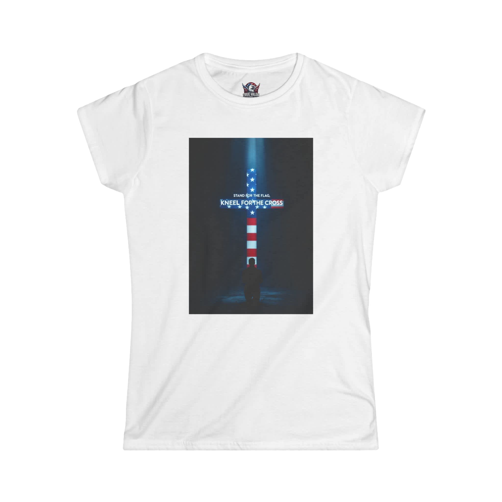 STAND FOR THE FLAG, KNEEL FOR THE CROSS : Women's Tee L12