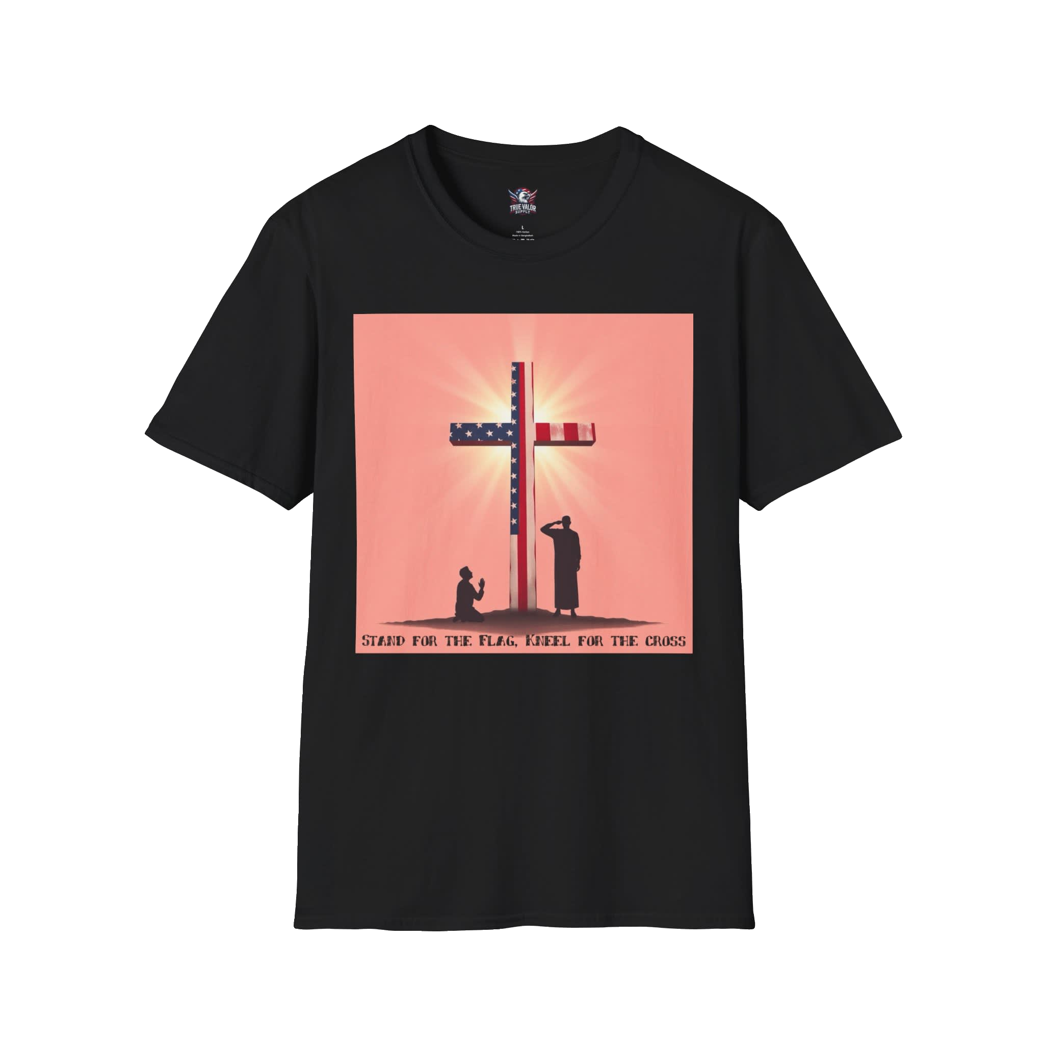 STAND FOR THE FLAG, KNEEL FOR THE CROSS : Men's Tee D4