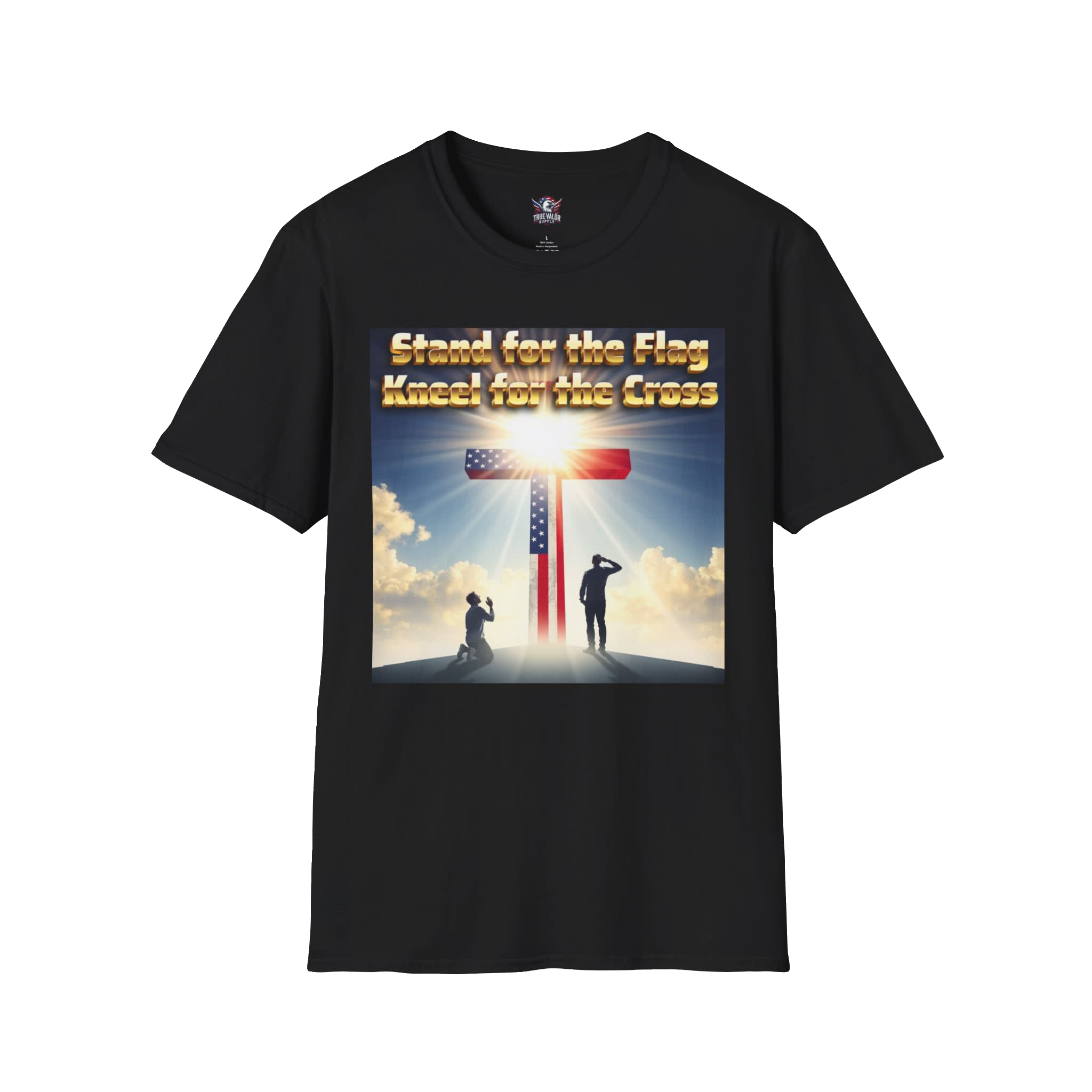STAND FOR THE FLAG, KNEEL FOR THE CROSS : Men's Tee H8