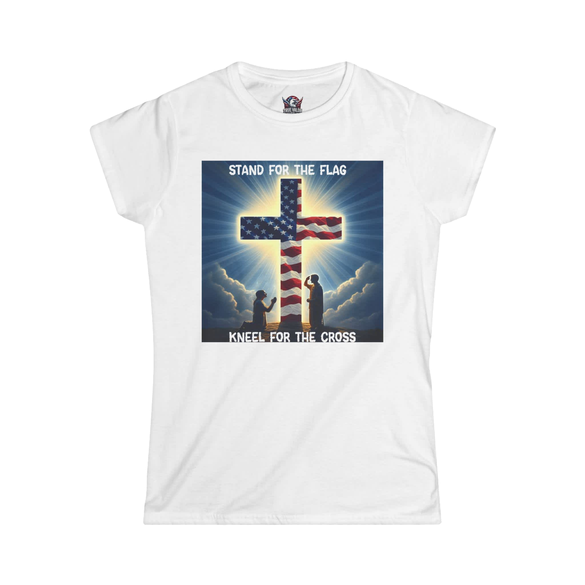 STAND FOR THE FLAG, KNEEL FOR THE CROSS : Women's Tee G7