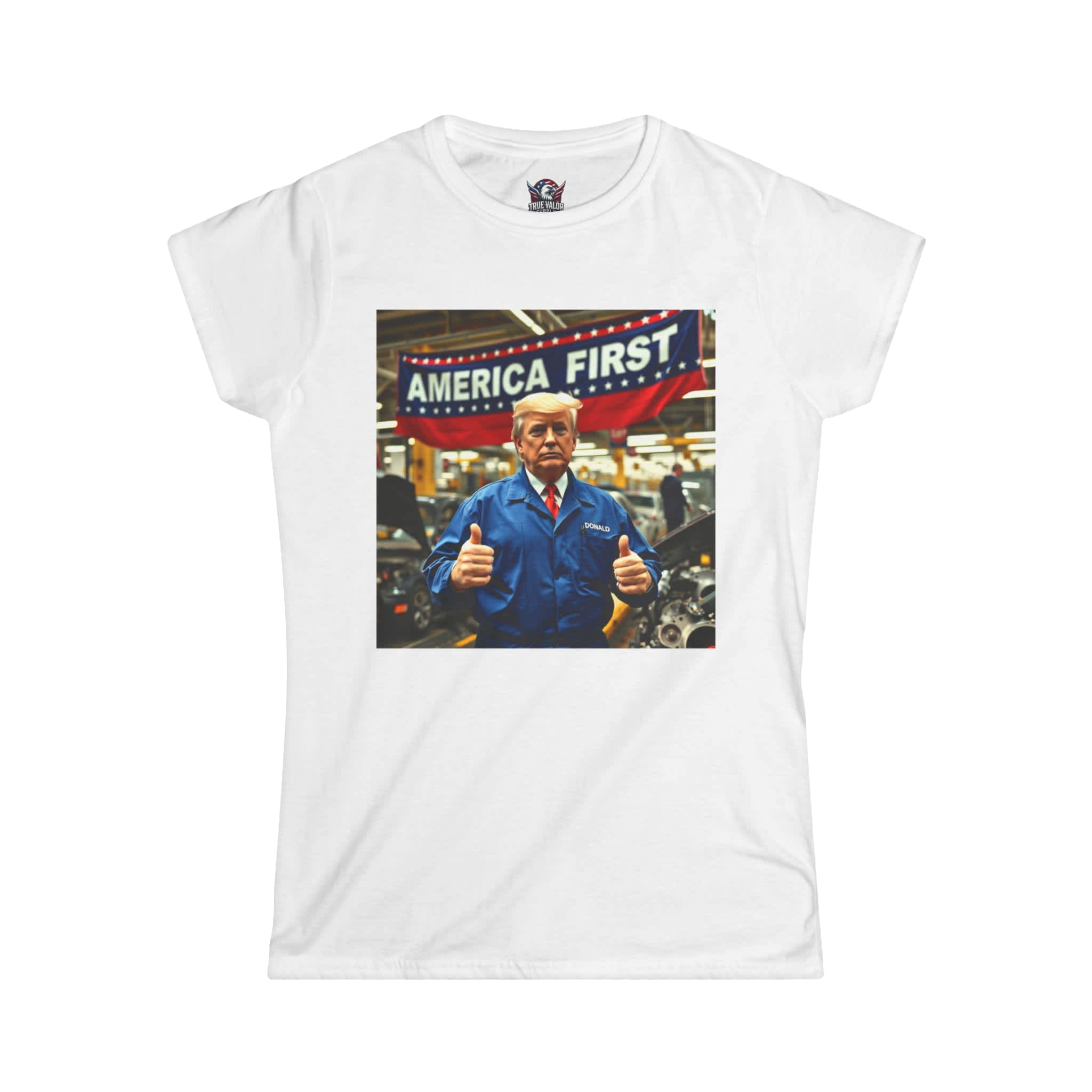 AMERICA FIRST : Trump Auto Women's Tee A1