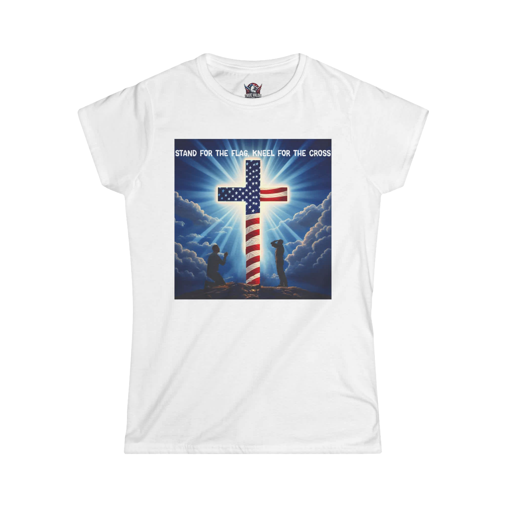 STAND FOR THE FLAG, KNEEL FOR THE CROSS : Women's Tee F6