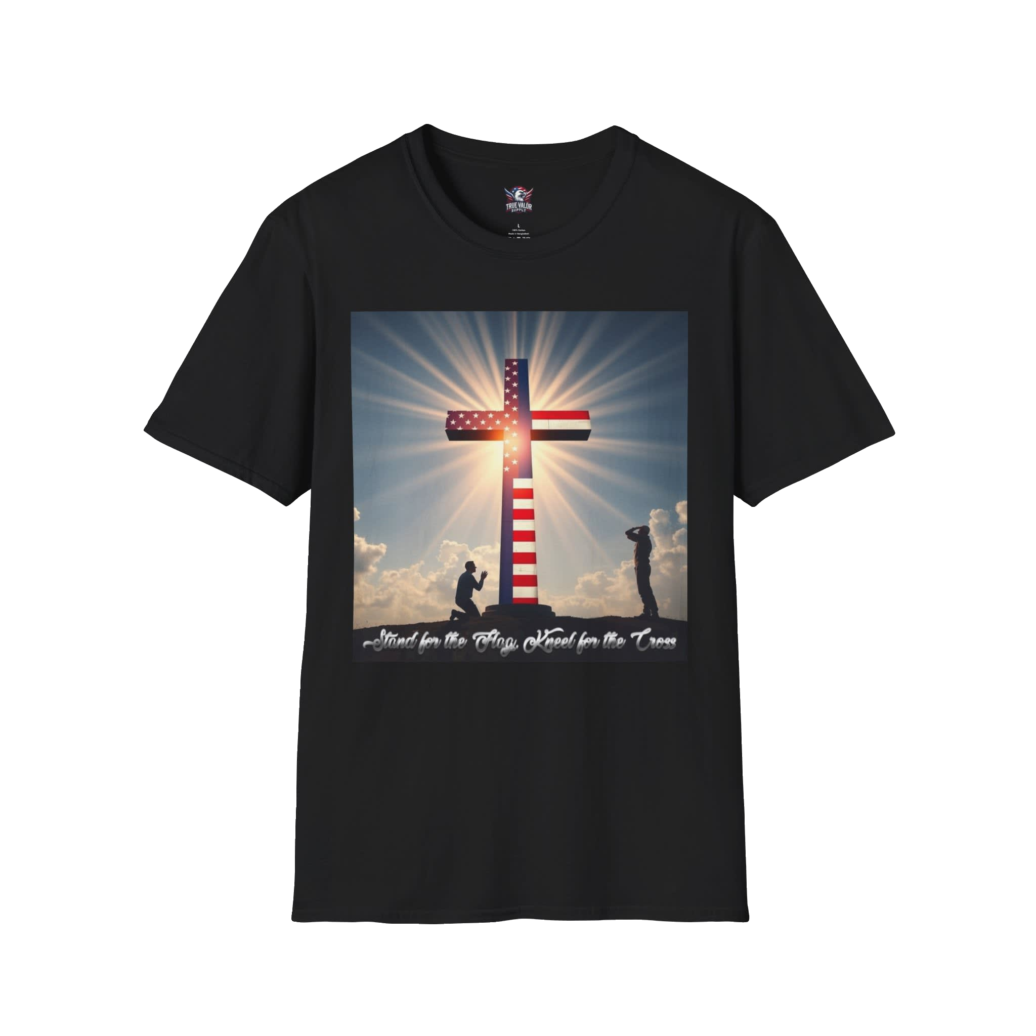 STAND FOR THE FLAG, KNEEL FOR THE CROSS : Men's Tee I9