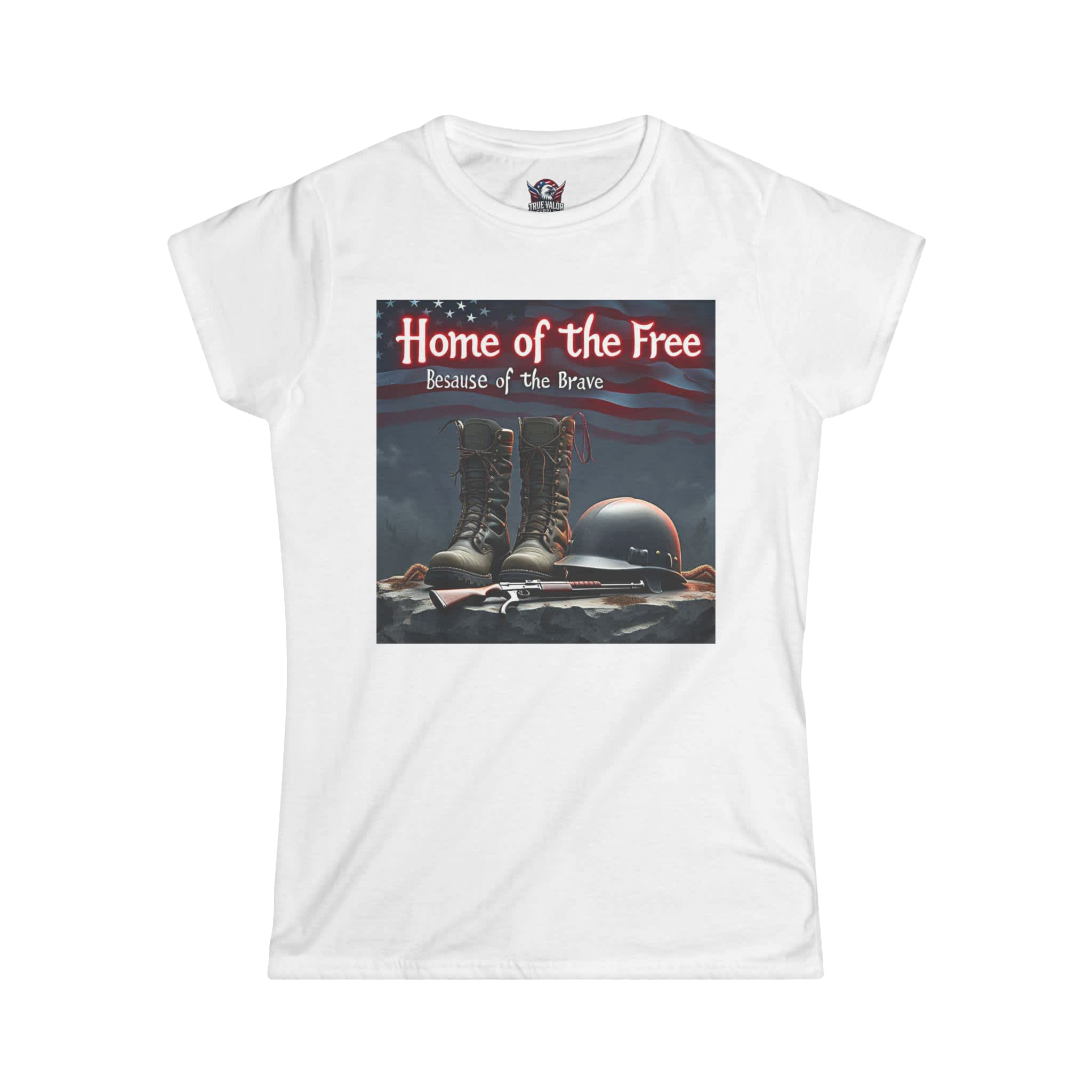 HOME OF THE FREE BECAUSE OF THE BRAVE : Women's Tee J10
