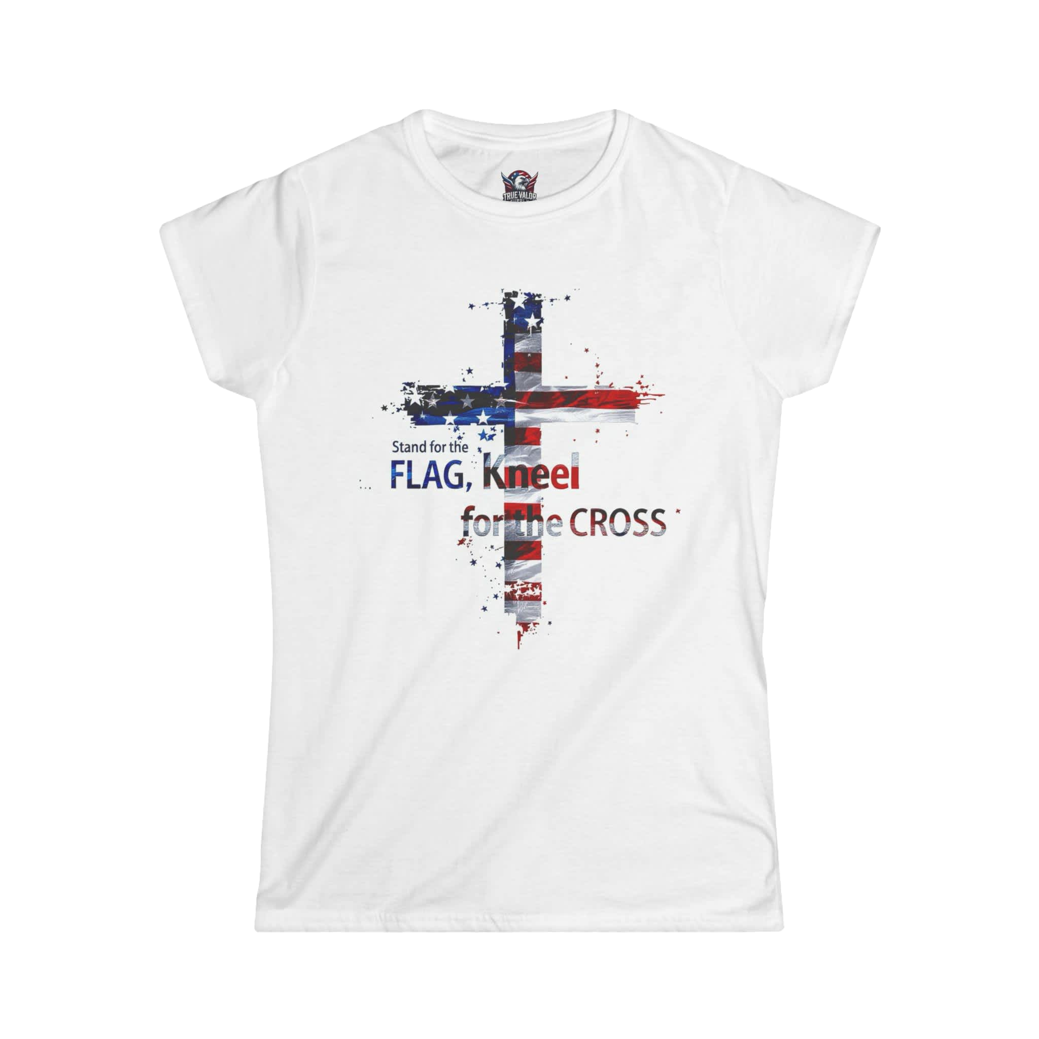 STAND FOR THE FLAG, KNEEL FOR THE CROSS : Women's Tee N14