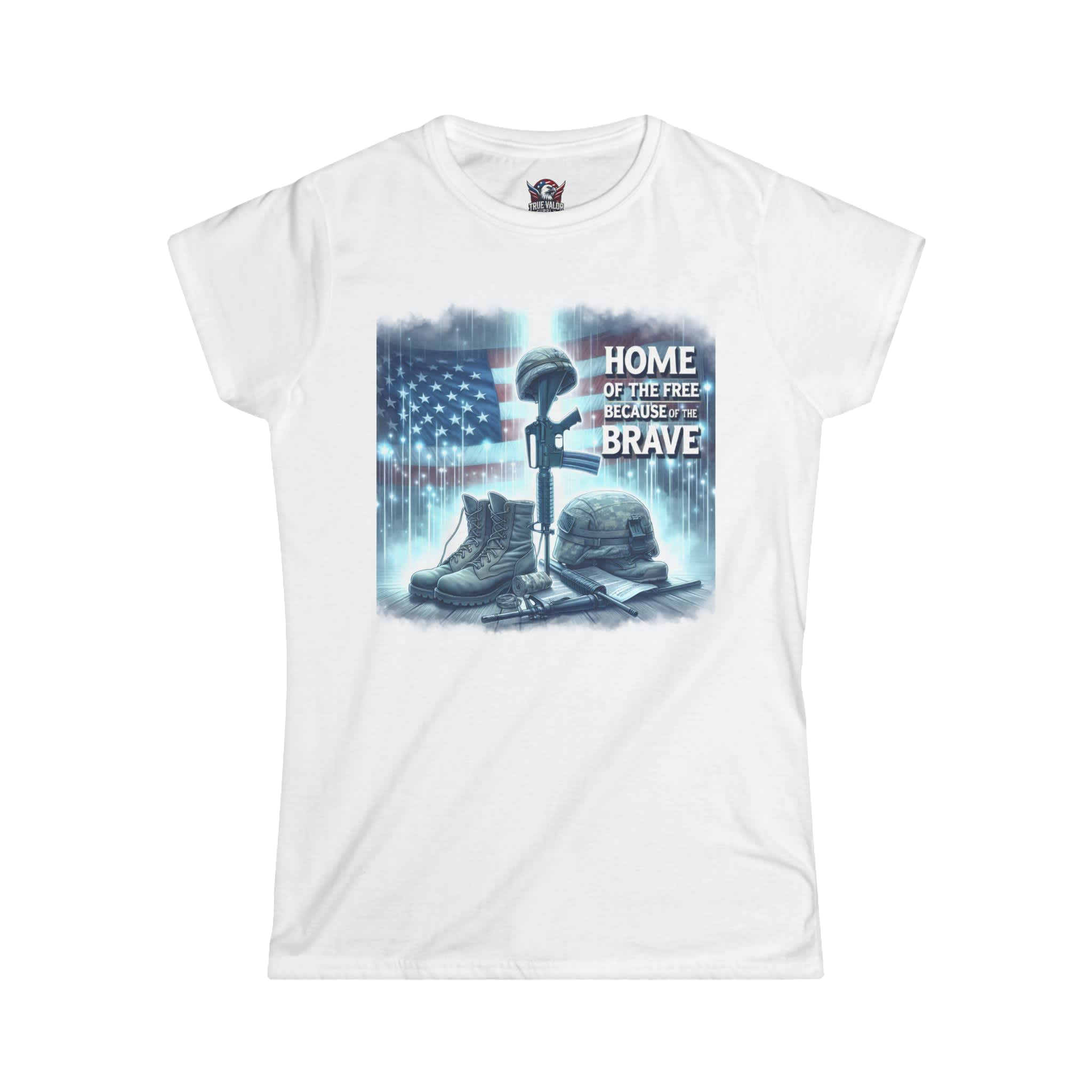 HOME OF THE FREE BECAUSE OF THE BRAVE : Women's Tee L12
