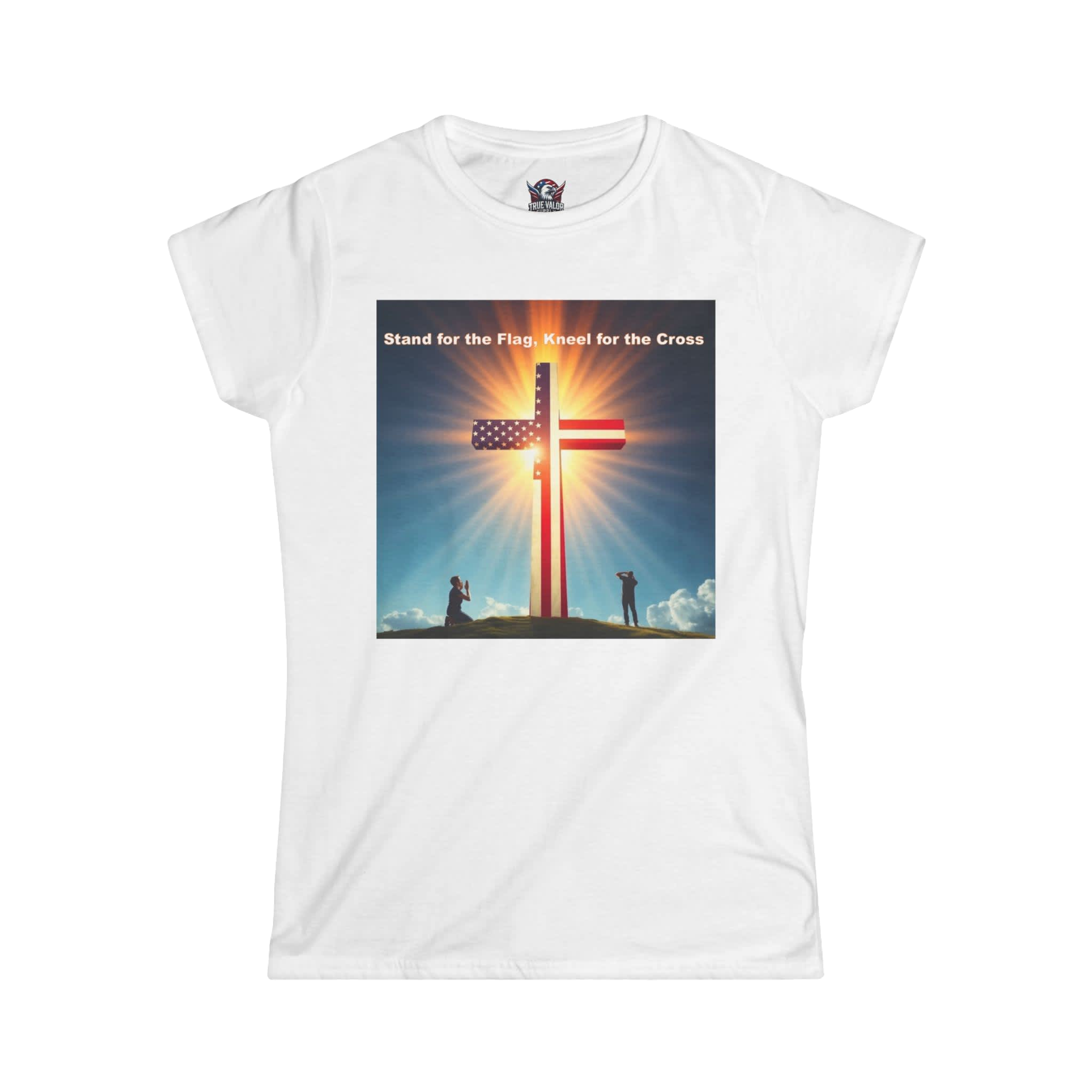 STAND FOR THE FLAG, KNEEL FOR THE CROSS : Women's Tee A1