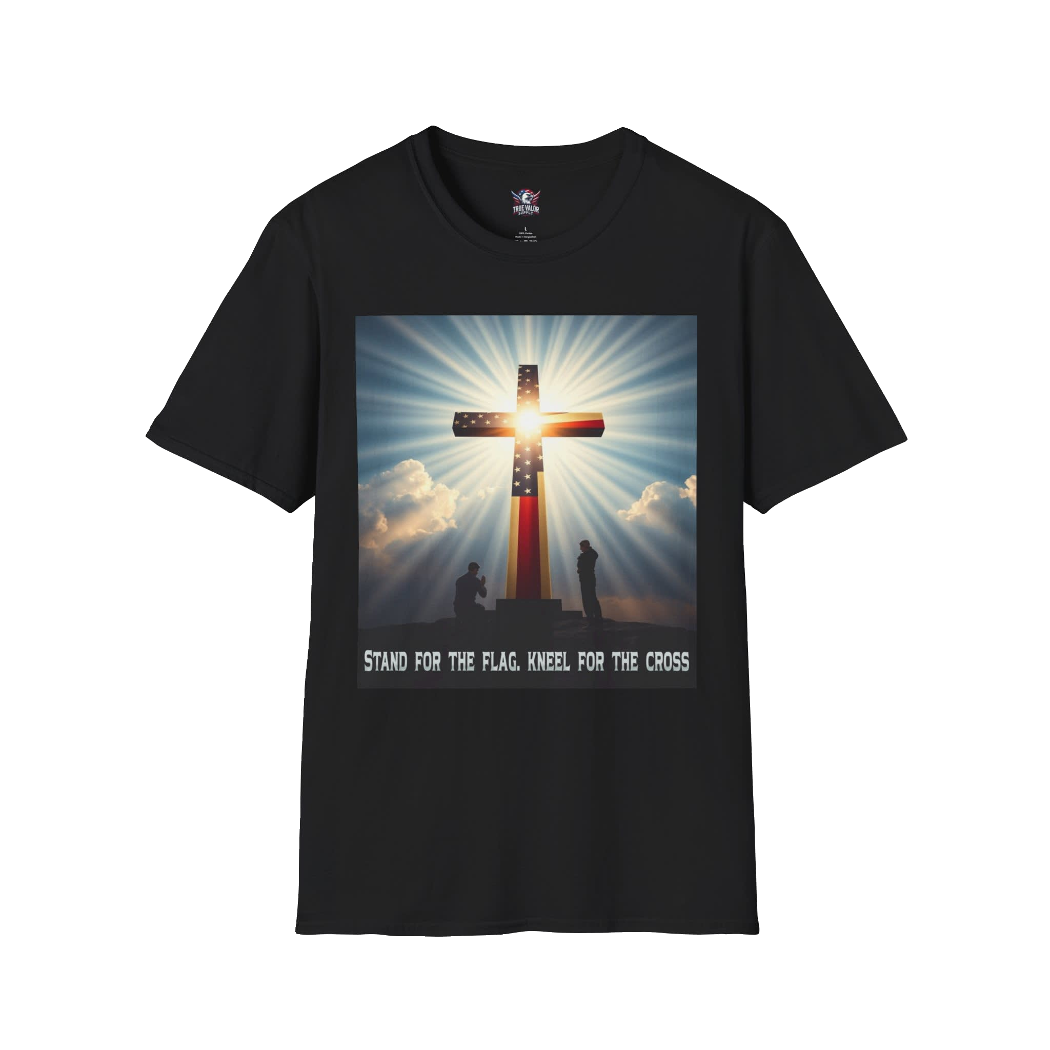 STAND FOR THE FLAG, KNEEL FOR THE CROSS : Men's Tee K11
