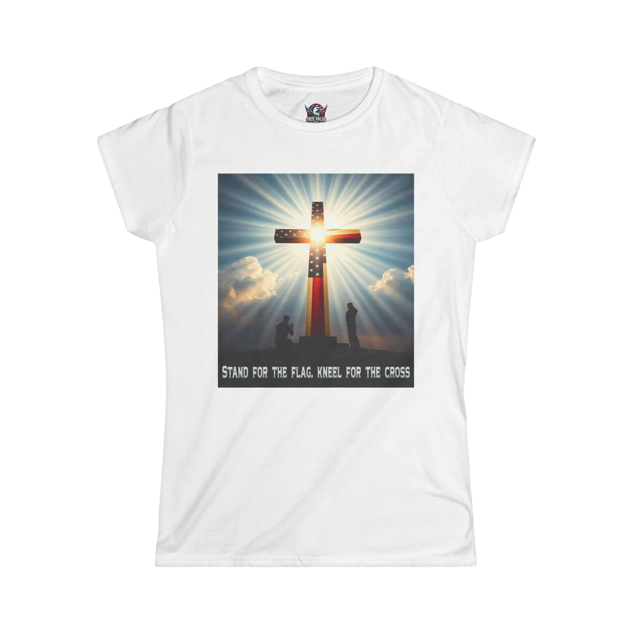 STAND FOR THE FLAG, KNEEL FOR THE CROSS : Women's Tee K11