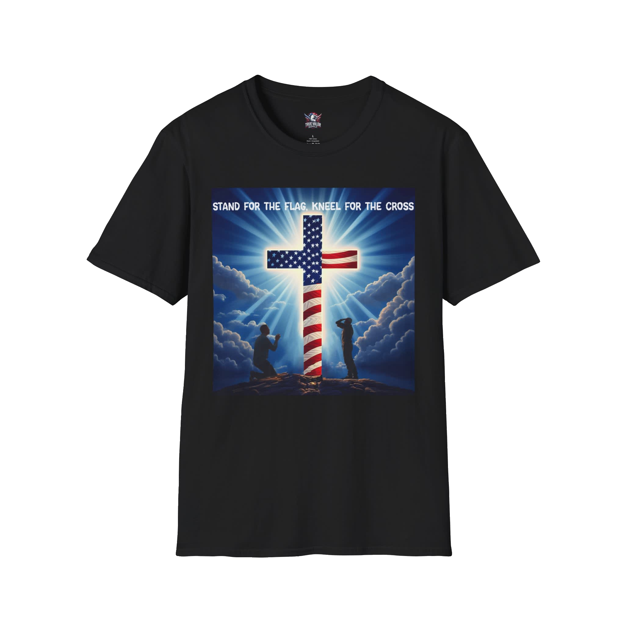 STAND FOR THE FLAG, KNEEL FOR THE CROSS : Men's Tee F6