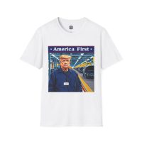 AMERICA FIRST : Trump Auto Men's Tee E5 - Image 8