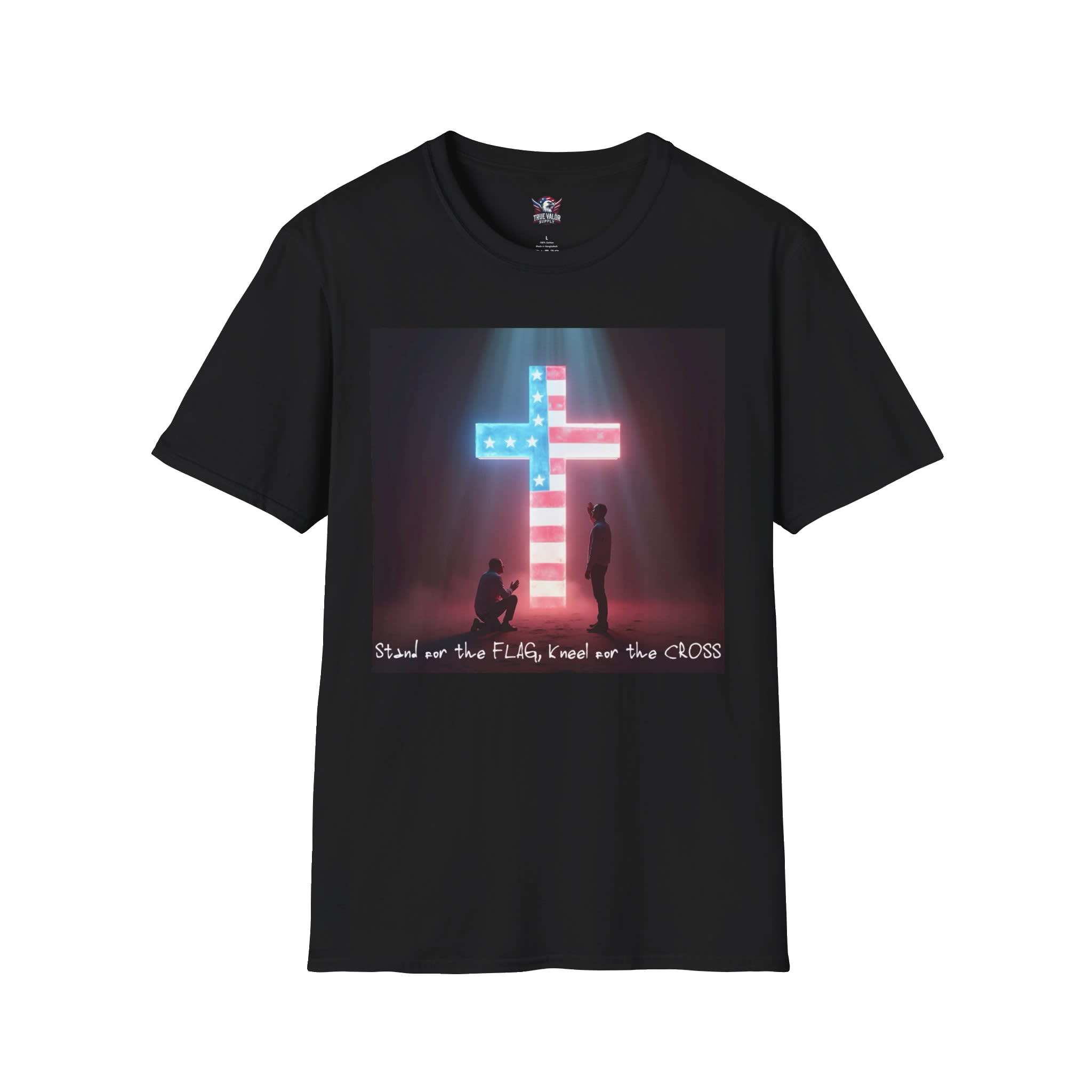 STAND FOR THE FLAG, KNEEL FOR THE CROSS : Men's Tee E5