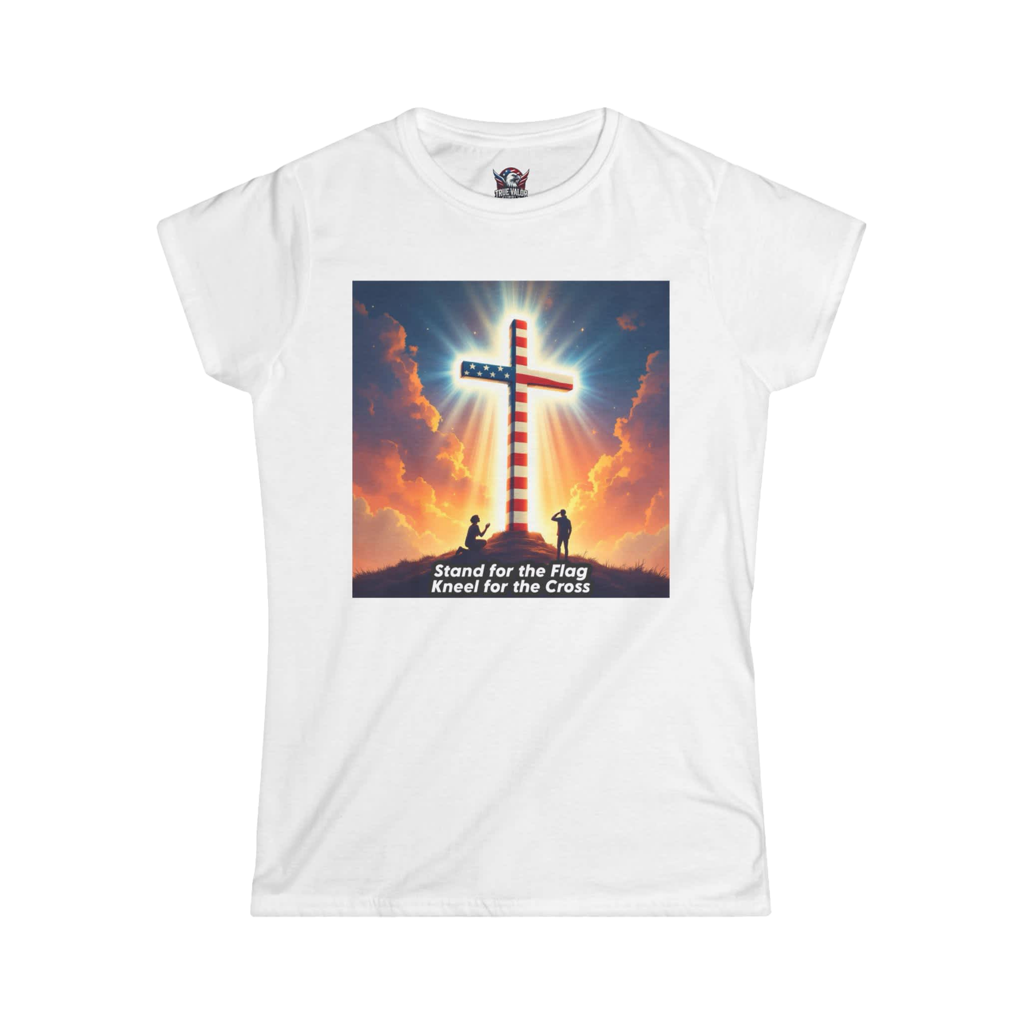STAND FOR THE FLAG, KNEEL FOR THE CROSS : Women's Tee B2