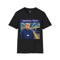 AMERICA FIRST : Trump Auto Men's Tee E5 - Image 2