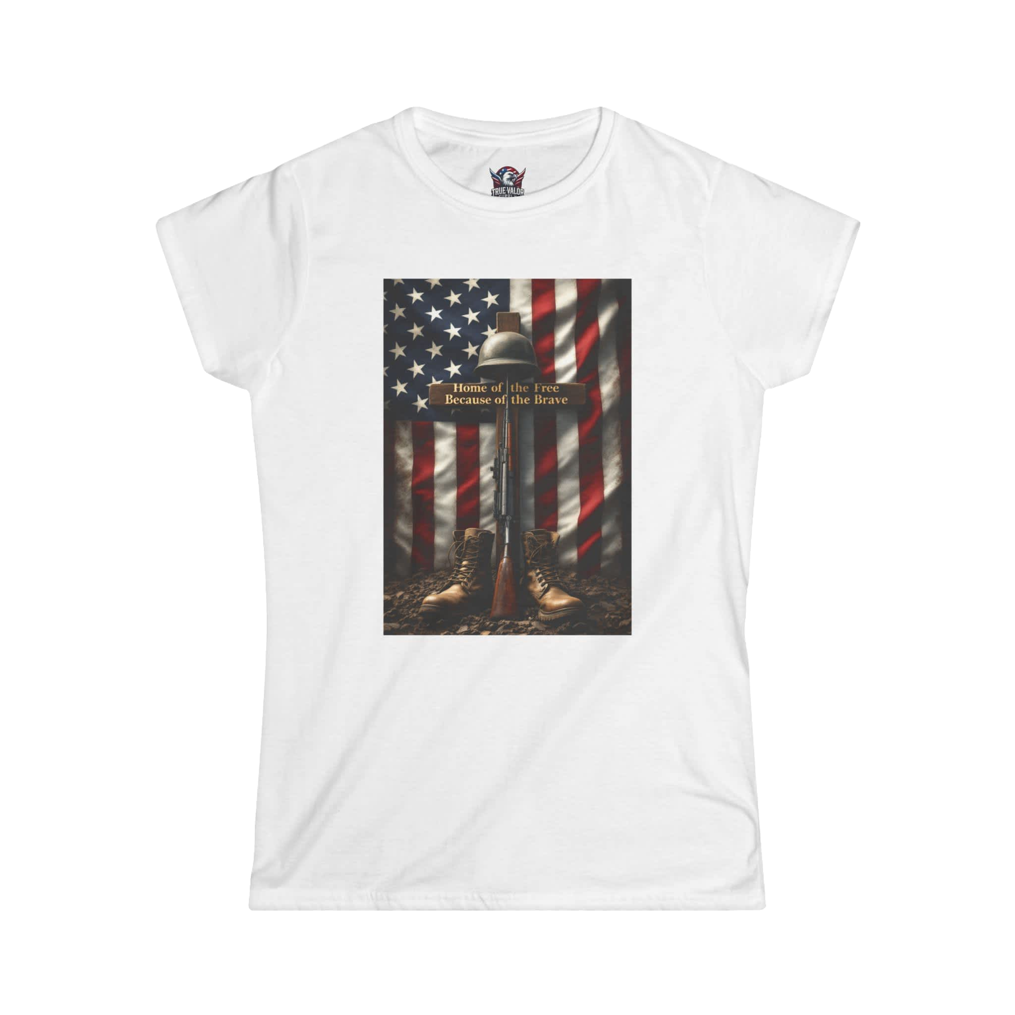 HOME OF THE FREE BECAUSE OF THE BRAVE : Women's Tee B2