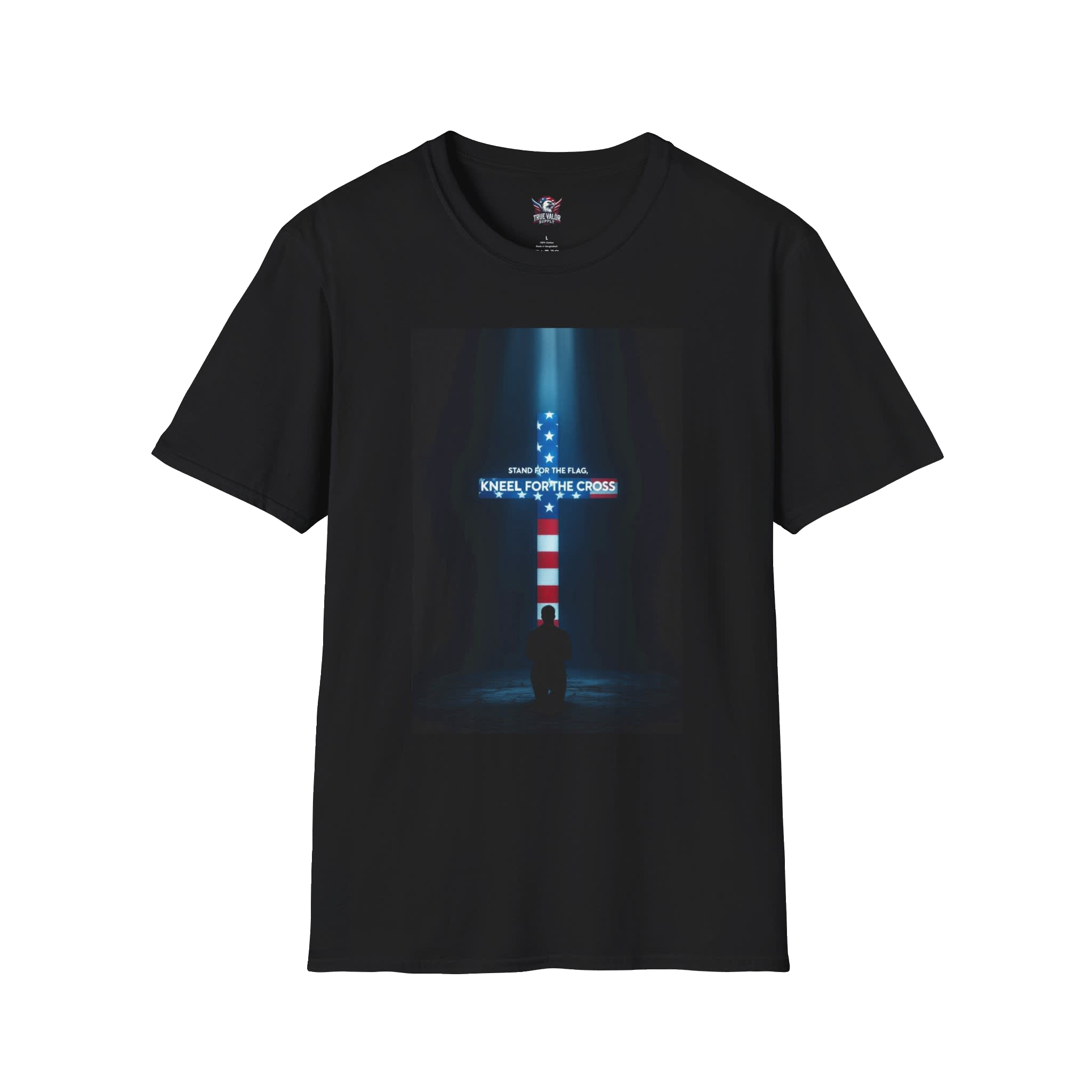 STAND FOR THE FLAG, KNEEL FOR THE CROSS : Men's Tee L12