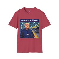 AMERICA FIRST : Trump Auto Men's Tee E5 - Image 6