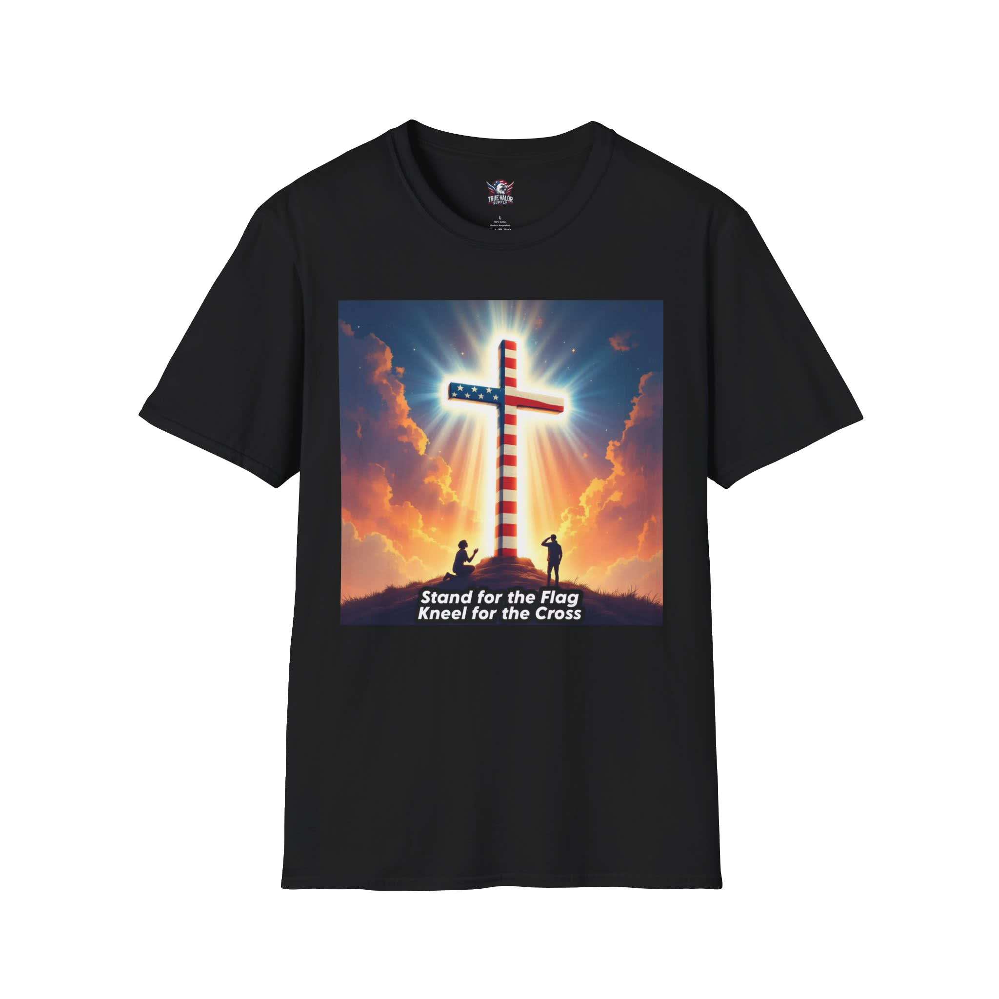 STAND FOR THE FLAG, KNEEL FOR THE CROSS : Men's Tee B2