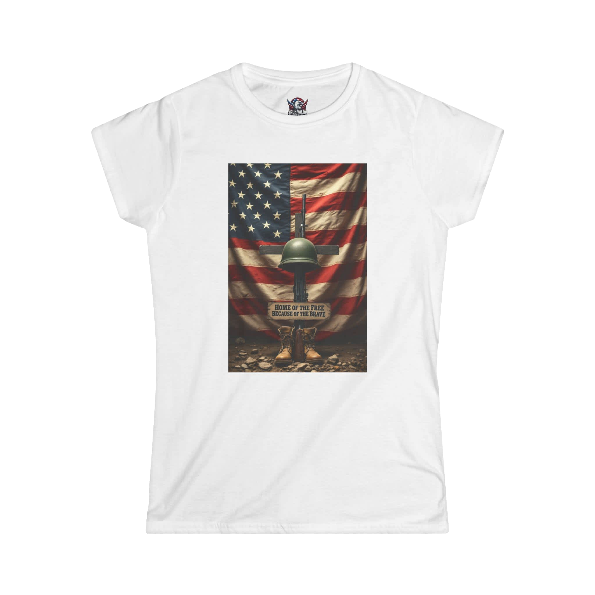 HOME OF THE FREE BECAUSE OF THE BRAVE : Women's Tee D4