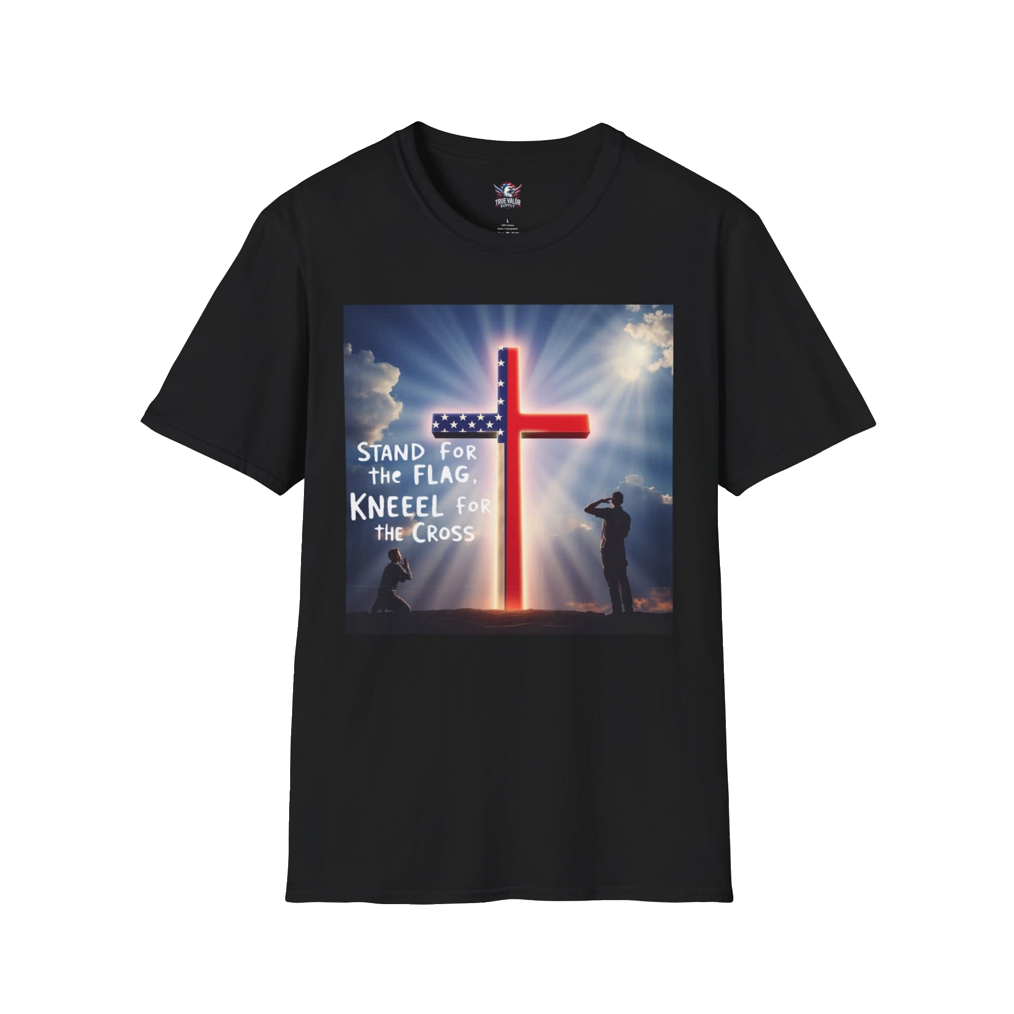 STAND FOR THE FLAG, KNEEL FOR THE CROSS : Men's Tee J10