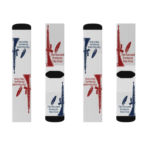 THE SECOND PROTECTS THE FIRST: Unisex Socks A1