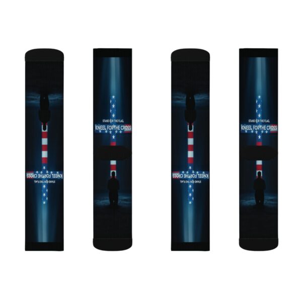 STAND FOR THE FLAG, KNEEL FOR THE CROSS: Unisex Socks A1