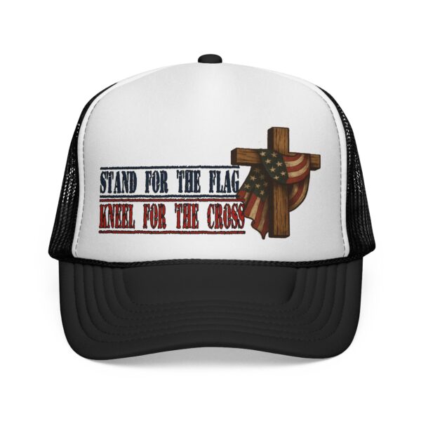 STAND FOR THE FLAG. KNEEL FOR THE CROSS: Trucker Hat B2