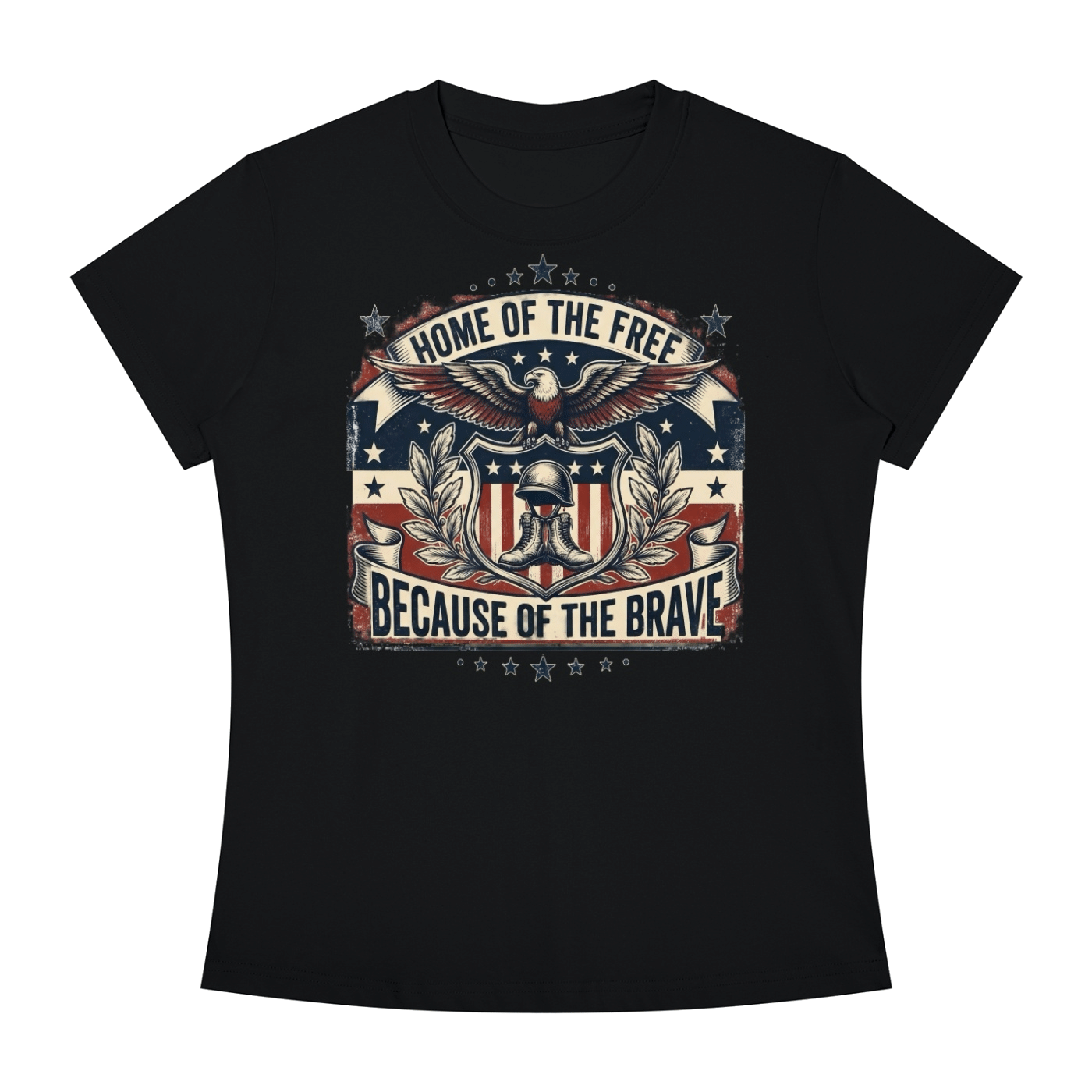 Home of the Free Because of the Brave - Women's Slim Fit Crewneck T-Shirt - Image 1
