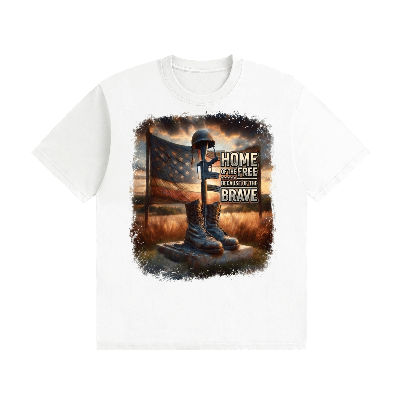 Home of the Free Because of the Brave Cotton T-Shirt - Image 23