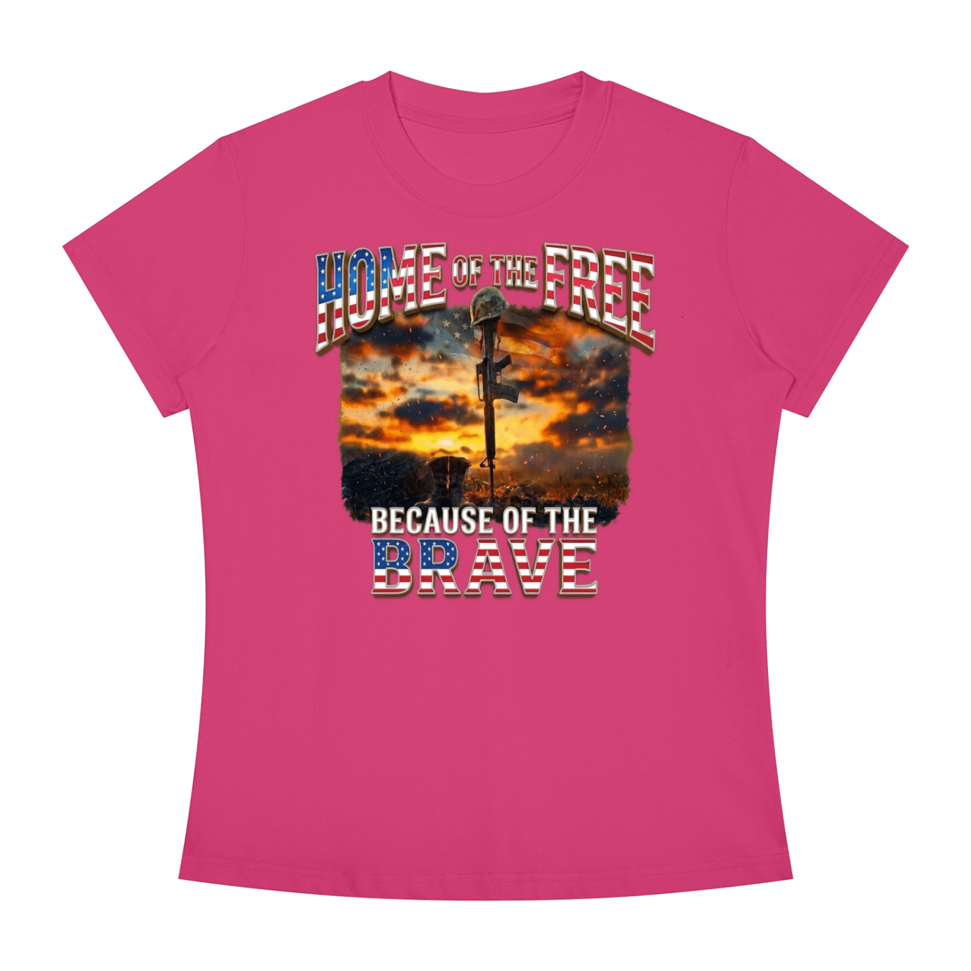 Home of the Free Because of the Brave - Women's Slim Fit Crewneck T-Shirt - Image 25