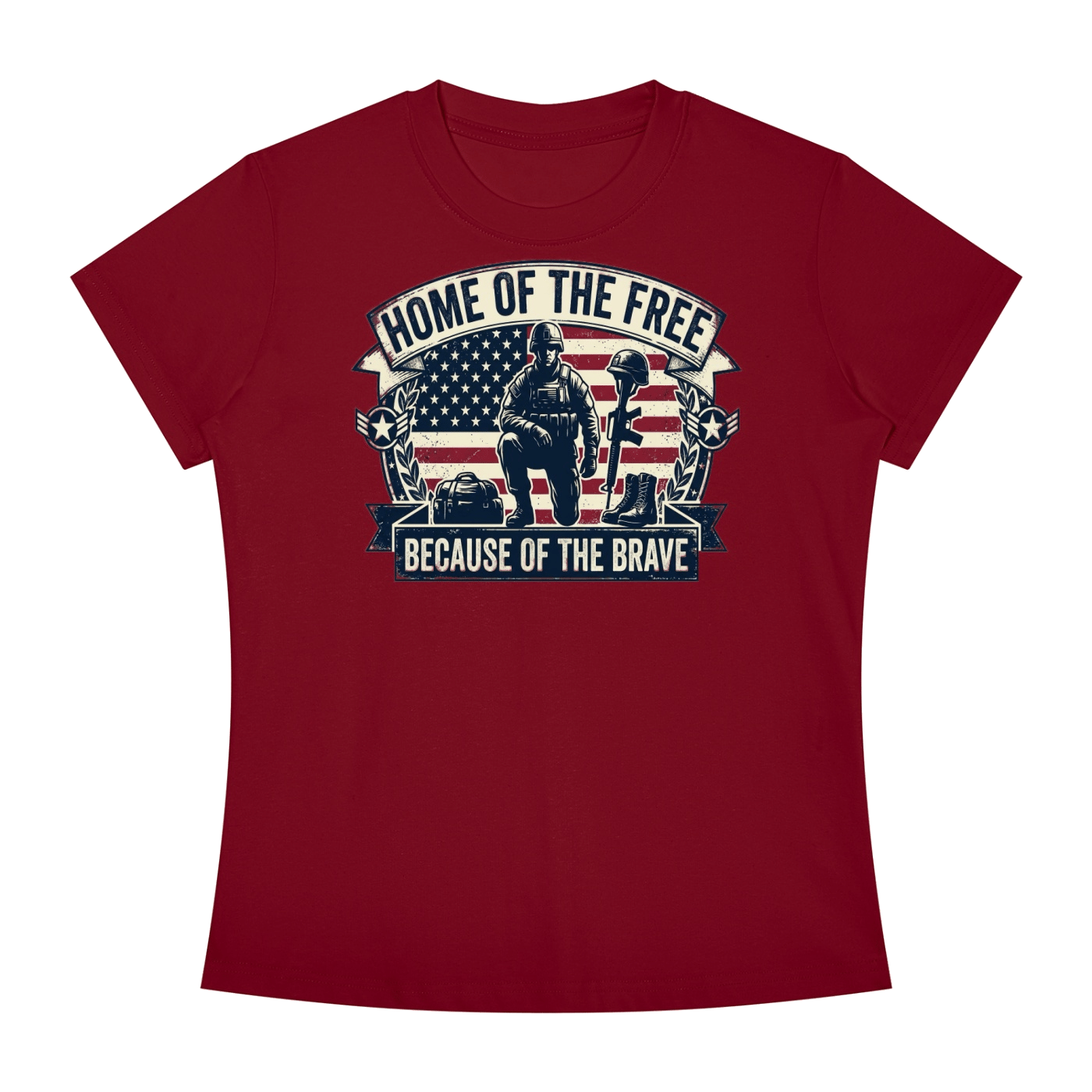 Home of the Free Because of the Brave - Women's Slim Fit Crewneck T-Shirt - Image 17