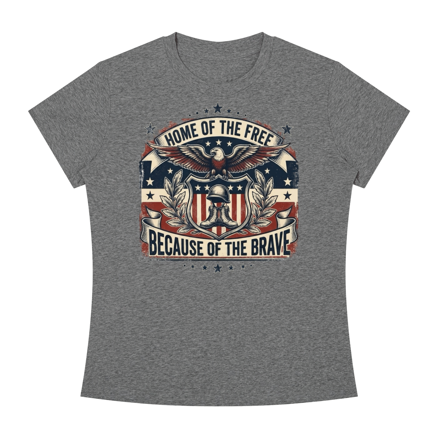Home of the Free Because of the Brave - Women's Slim Fit Crewneck T-Shirt - Image 9