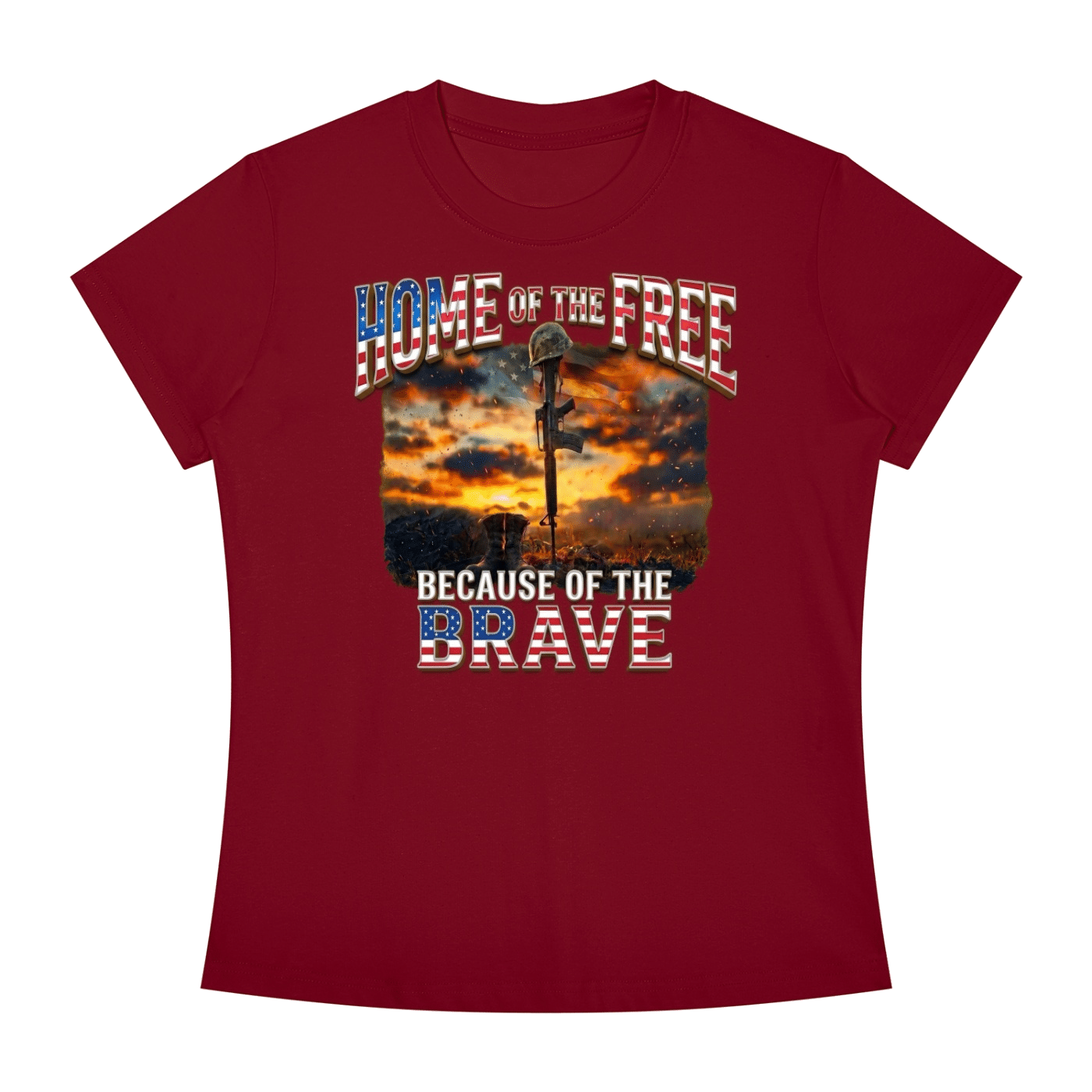 Home of the Free Because of the Brave - Women's Slim Fit Crewneck T-Shirt - Image 27