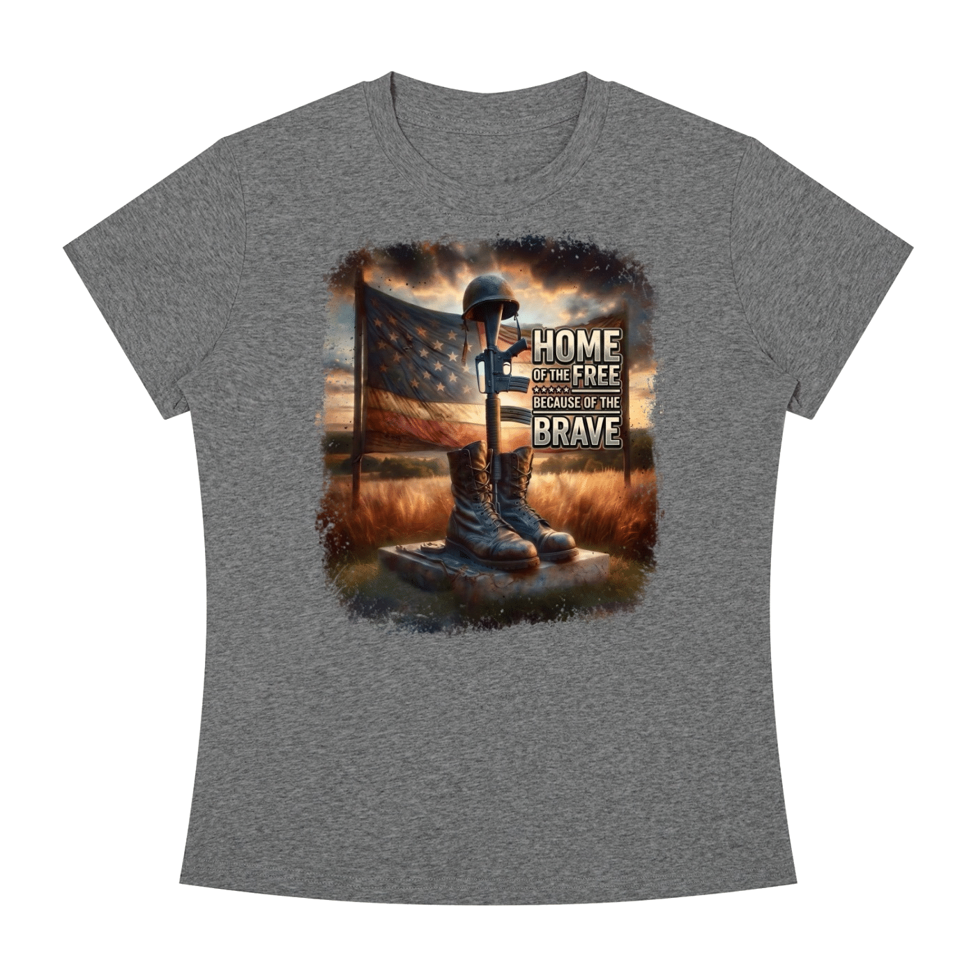 Home of the Free Because of the Brave - Women's Slim Fit Crewneck T-Shirt - Image 39