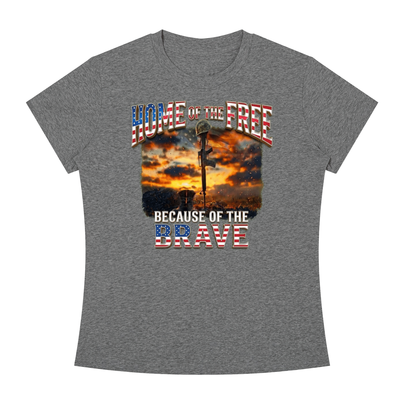 Home of the Free Because of the Brave - Women's Slim Fit Crewneck T-Shirt - Image 29