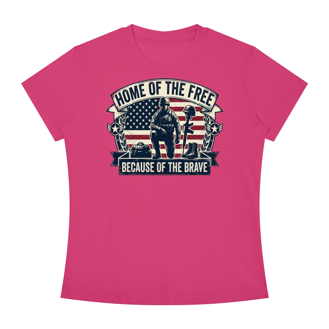 Home of the Free Because of the Brave - Women's Slim Fit Crewneck T-Shirt - Image 15