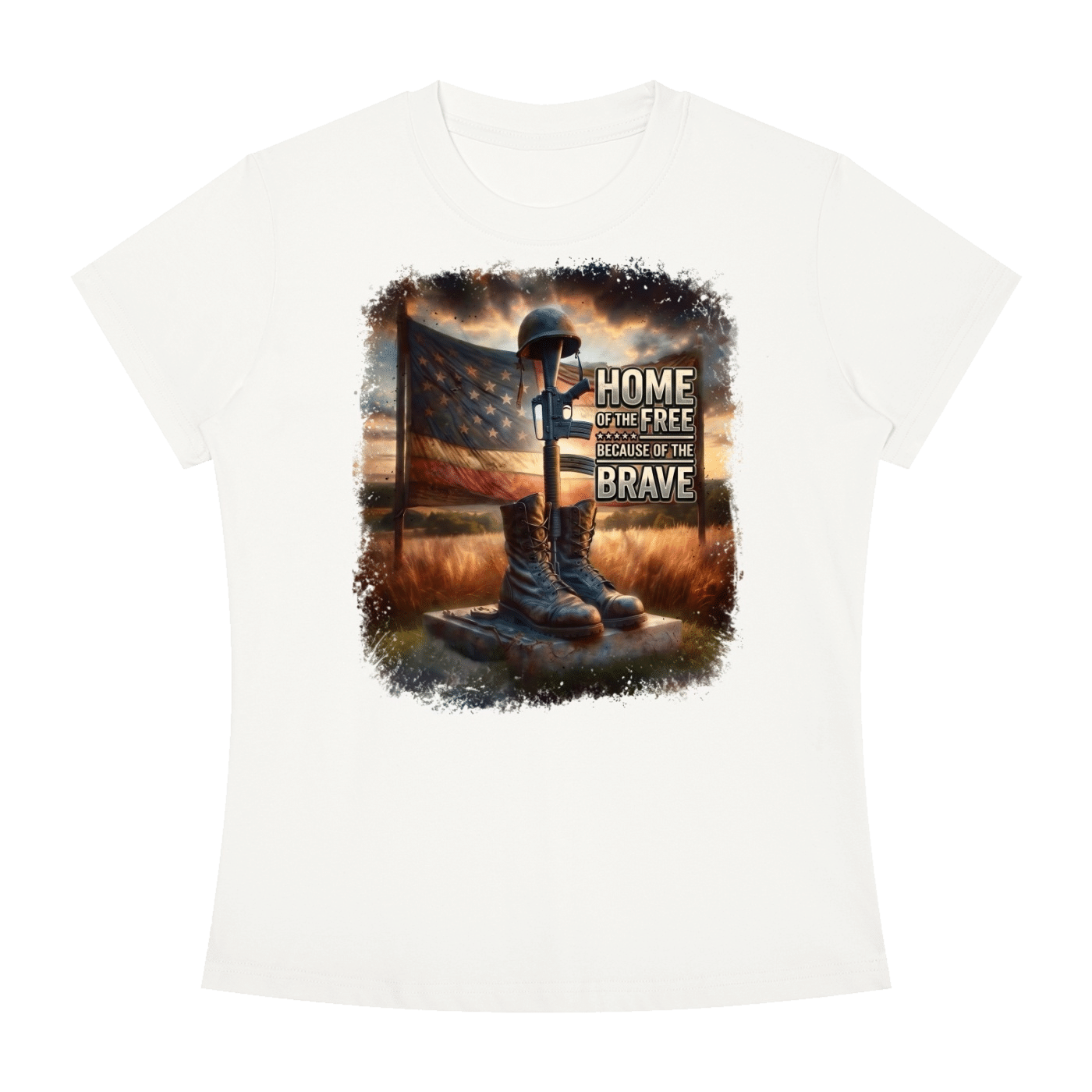 Home of the Free Because of the Brave - Women's Slim Fit Crewneck T-Shirt - Image 33