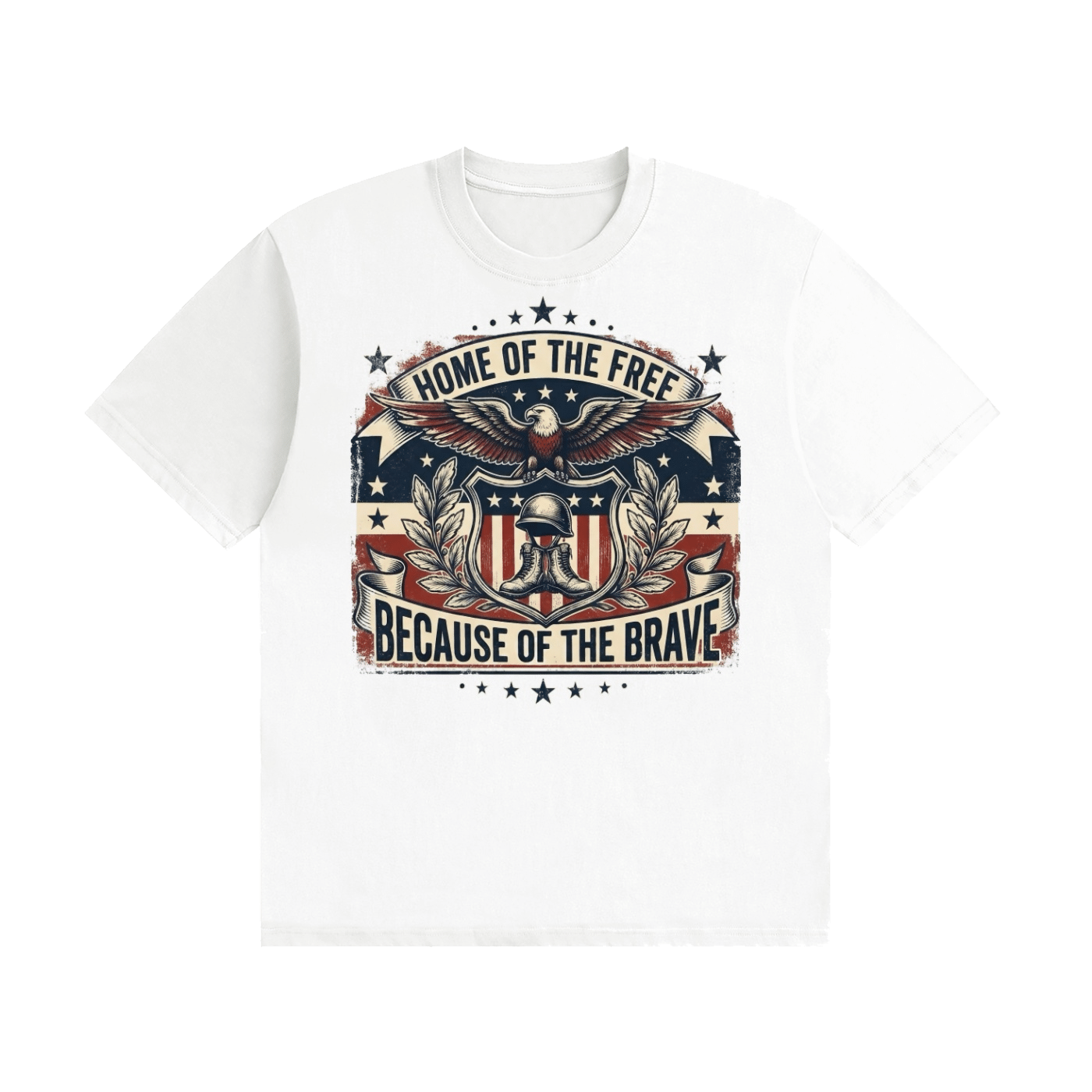 Home of the Free Because of the Brave Cotton T-Shirt - Image 3