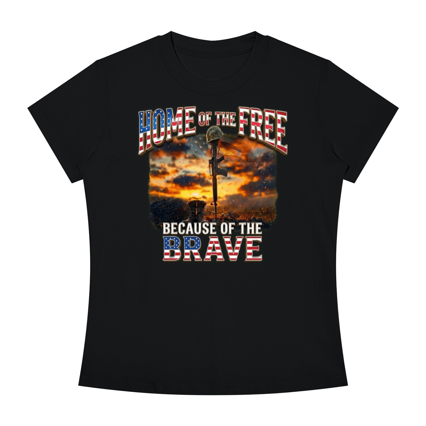 Home of the Free Because of the Brave - Women's Slim Fit Crewneck T-Shirt - Image 21