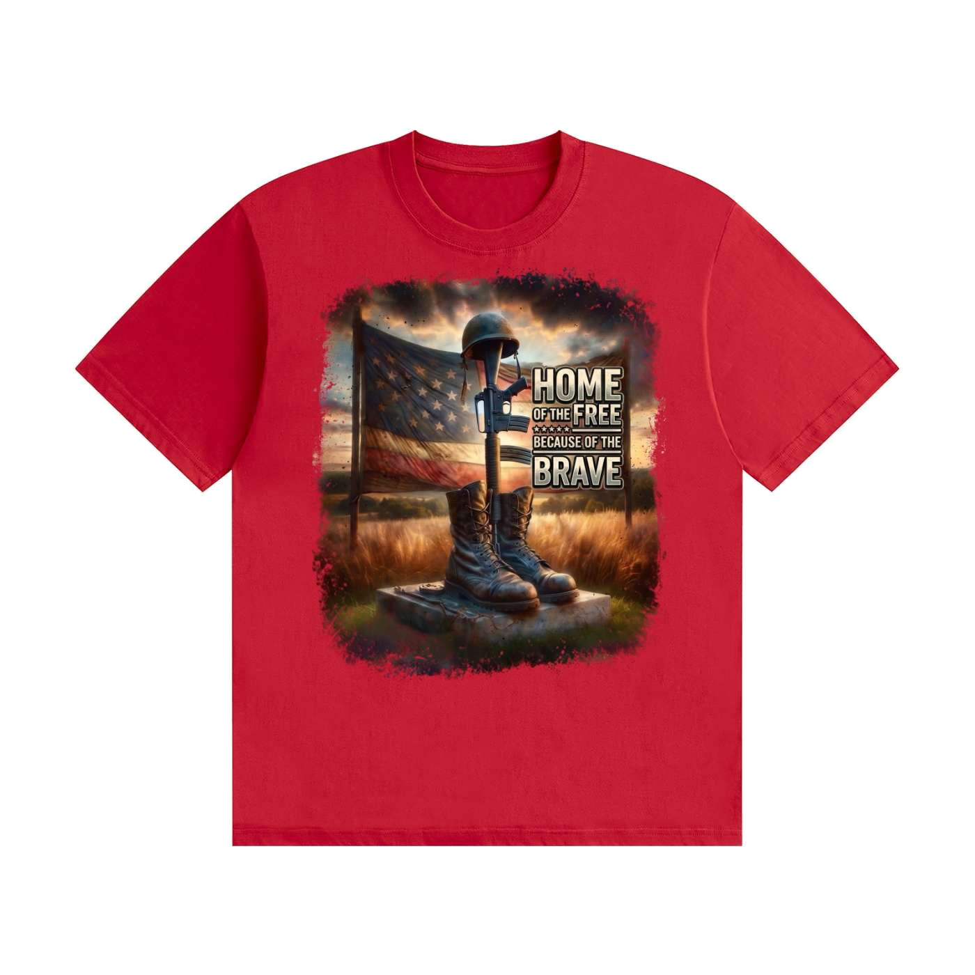 Home of the Free Because of the Brave Cotton T-Shirt - Image 29