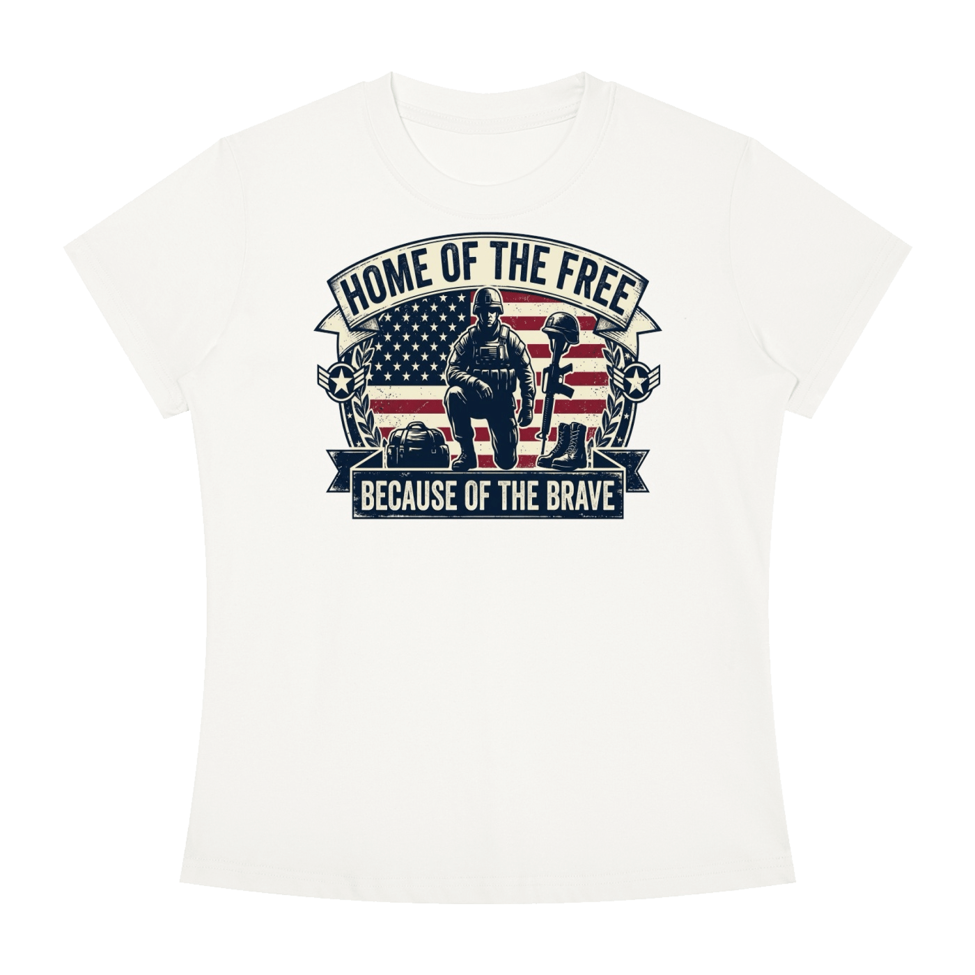 Home of the Free Because of the Brave - Women's Slim Fit Crewneck T-Shirt - Image 13