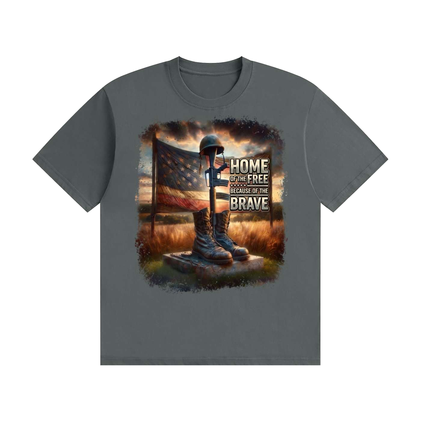 Home of the Free Because of the Brave Cotton T-Shirt - Image 27