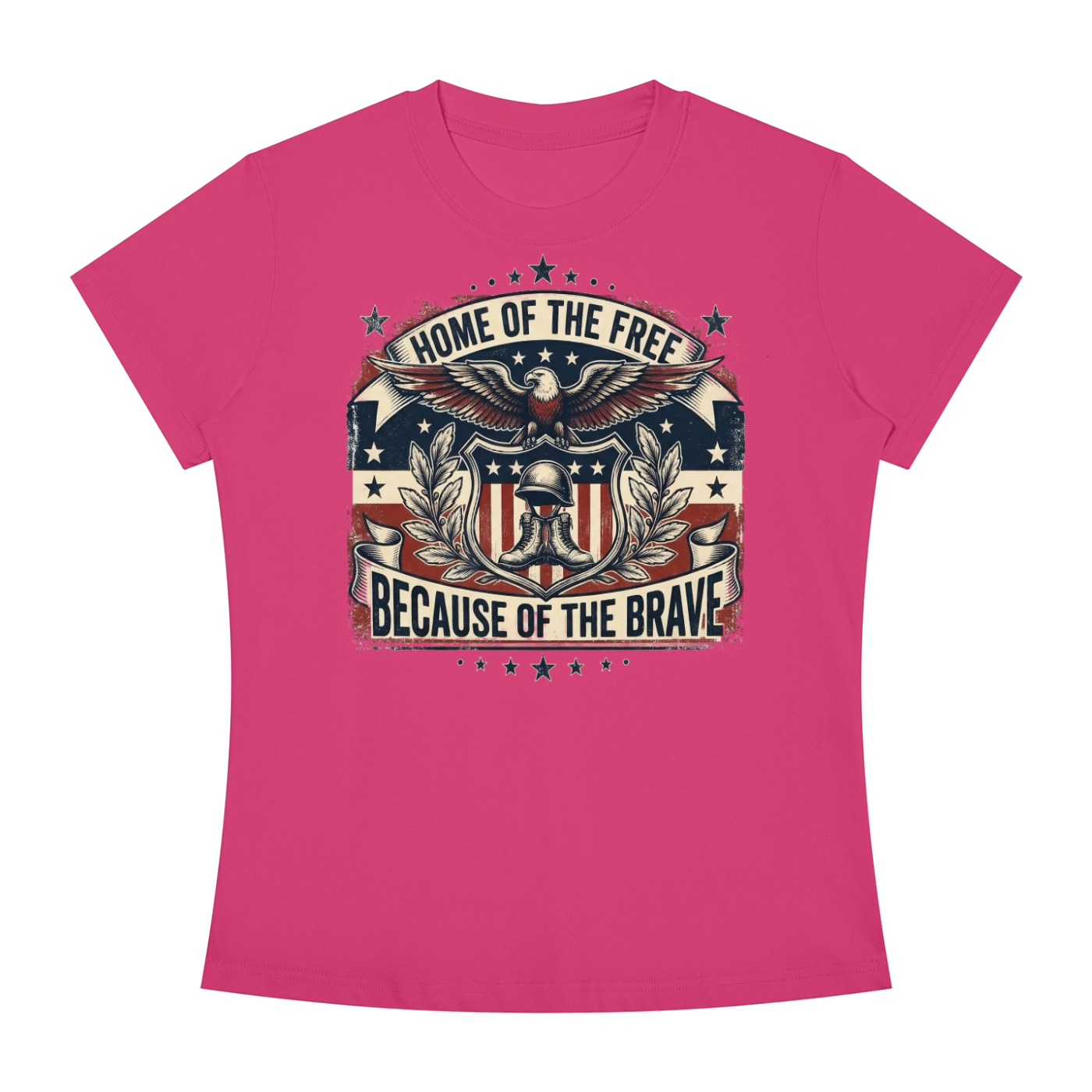 Home of the Free Because of the Brave - Women's Slim Fit Crewneck T-Shirt - Image 5