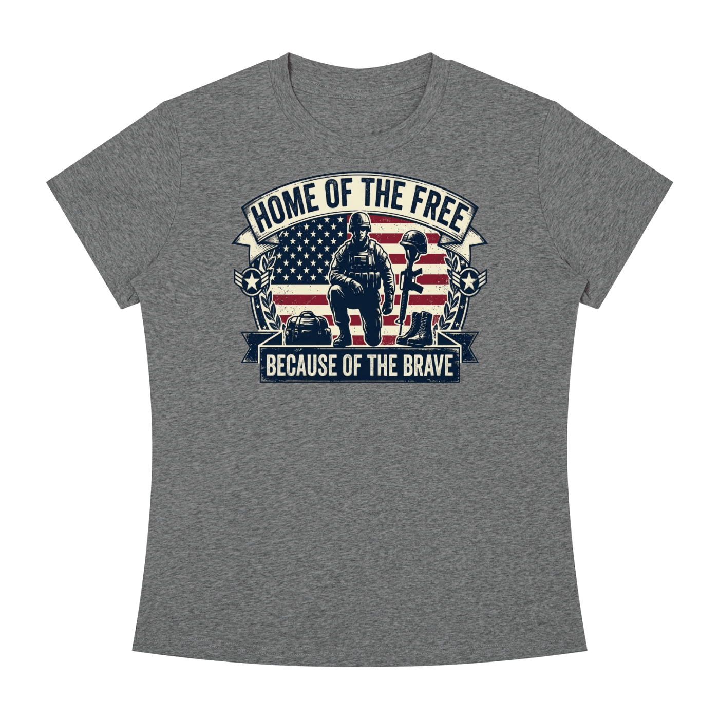 Home of the Free Because of the Brave - Women's Slim Fit Crewneck T-Shirt - Image 19